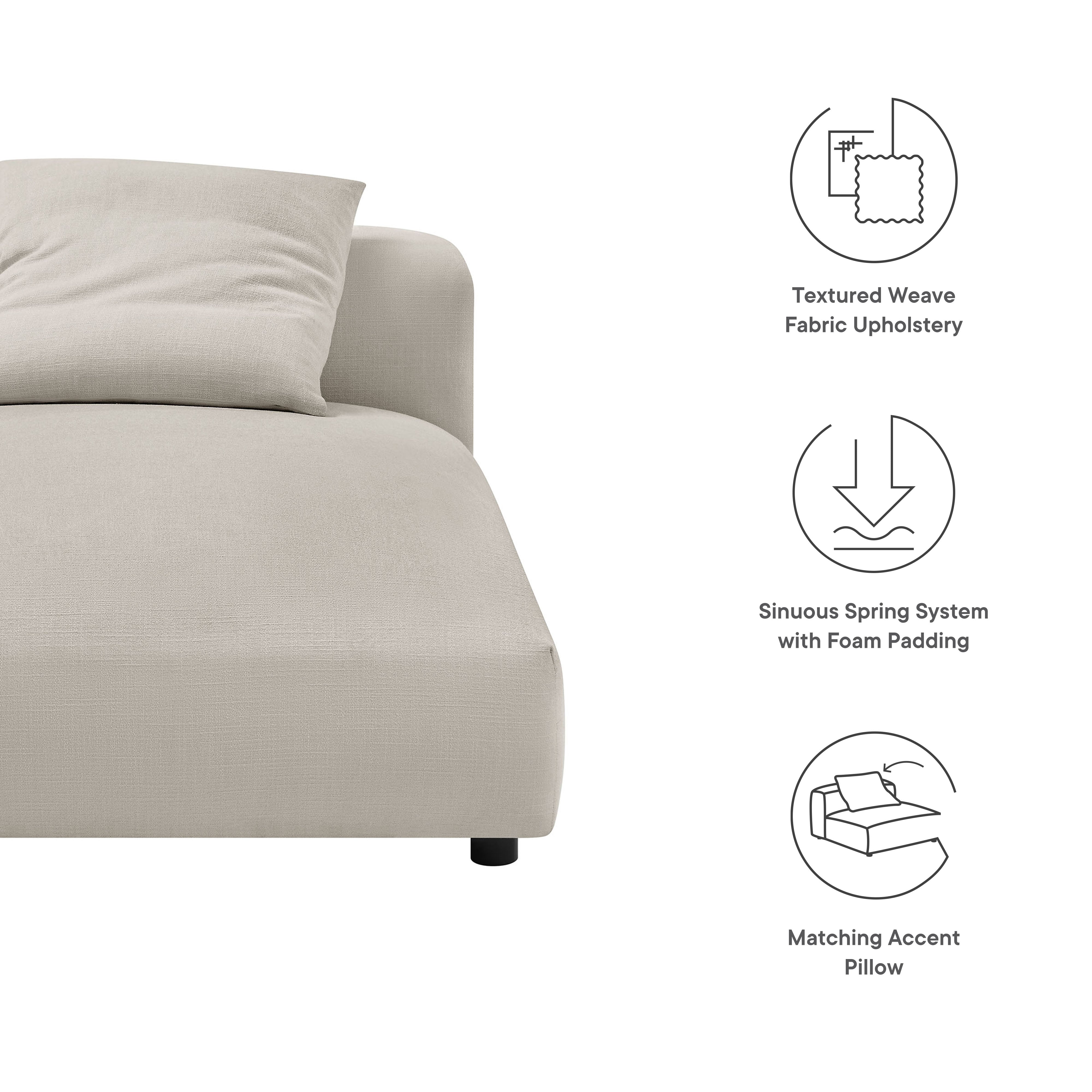 Solace Modular Upholstered Fabric Armless Chaise Lounge - Best Buy Furniture