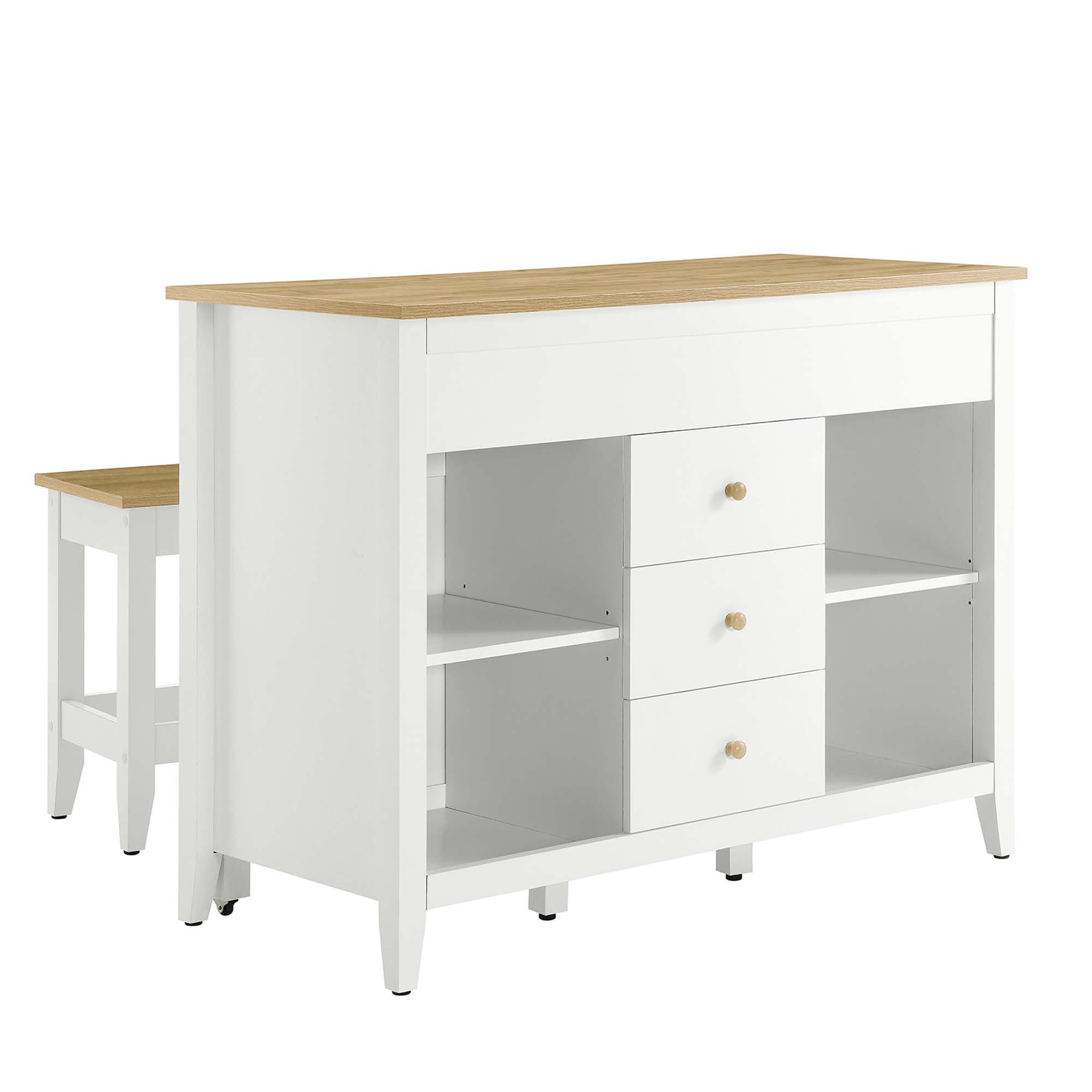 Farmstead 3-Piece Kitchen Island and Stool Set by Modway - Best Buy Furniture