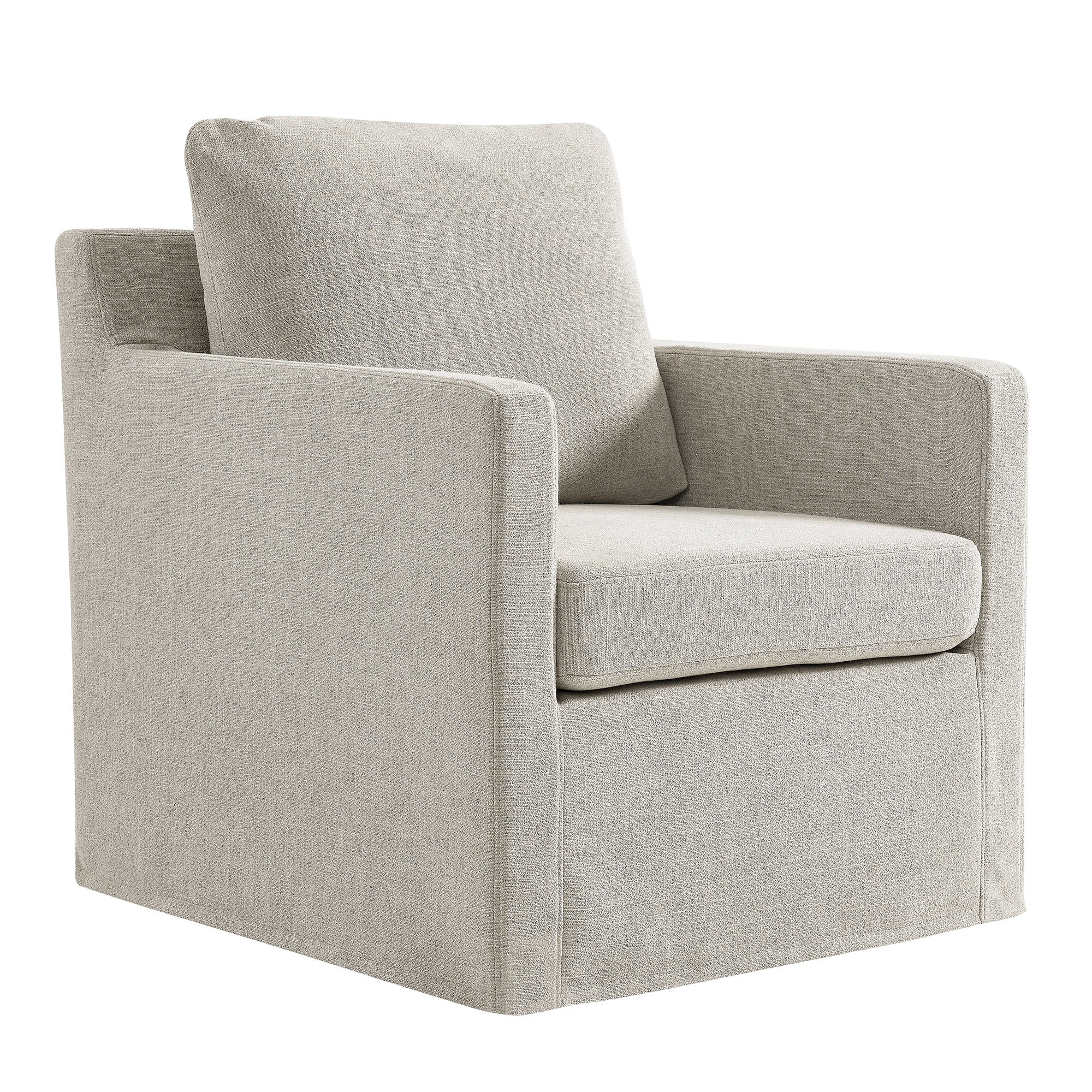 Serene Fabric Slipcovered Swivel Armchair - Best Buy Furniture