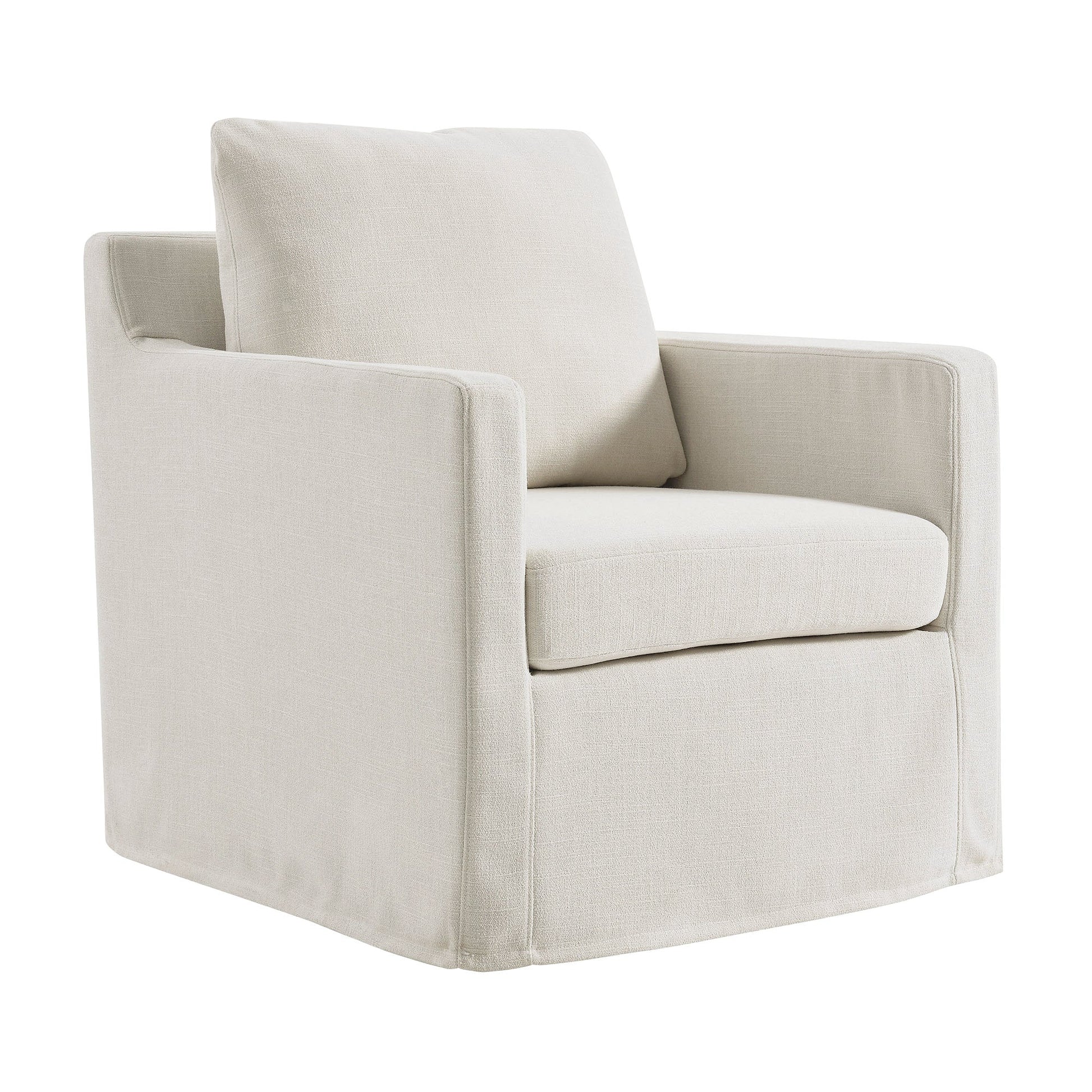 Serene Fabric Slipcovered Swivel Armchair - Best Buy Furniture