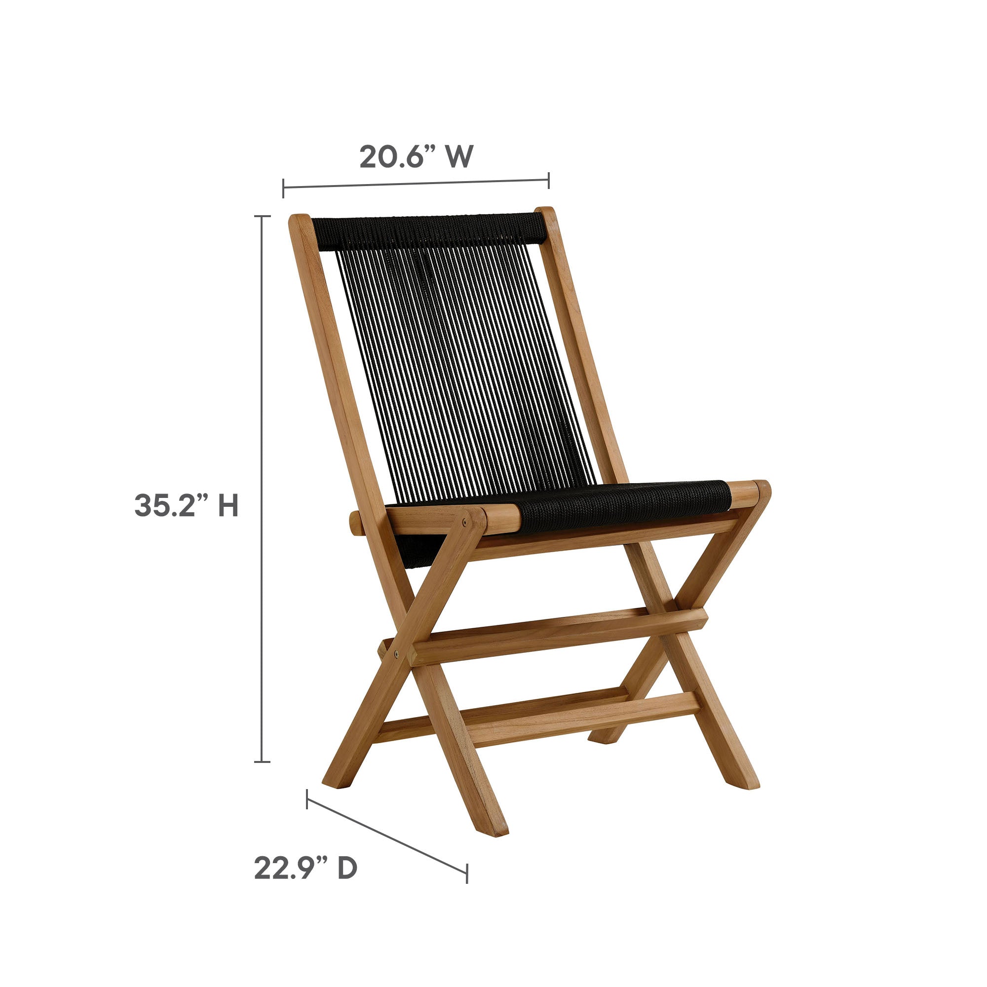 Vienna 5-Piece Outdoor Patio Teak Wood Dining Set with Rope Folding Chairs by Modway - Best Buy Furniture