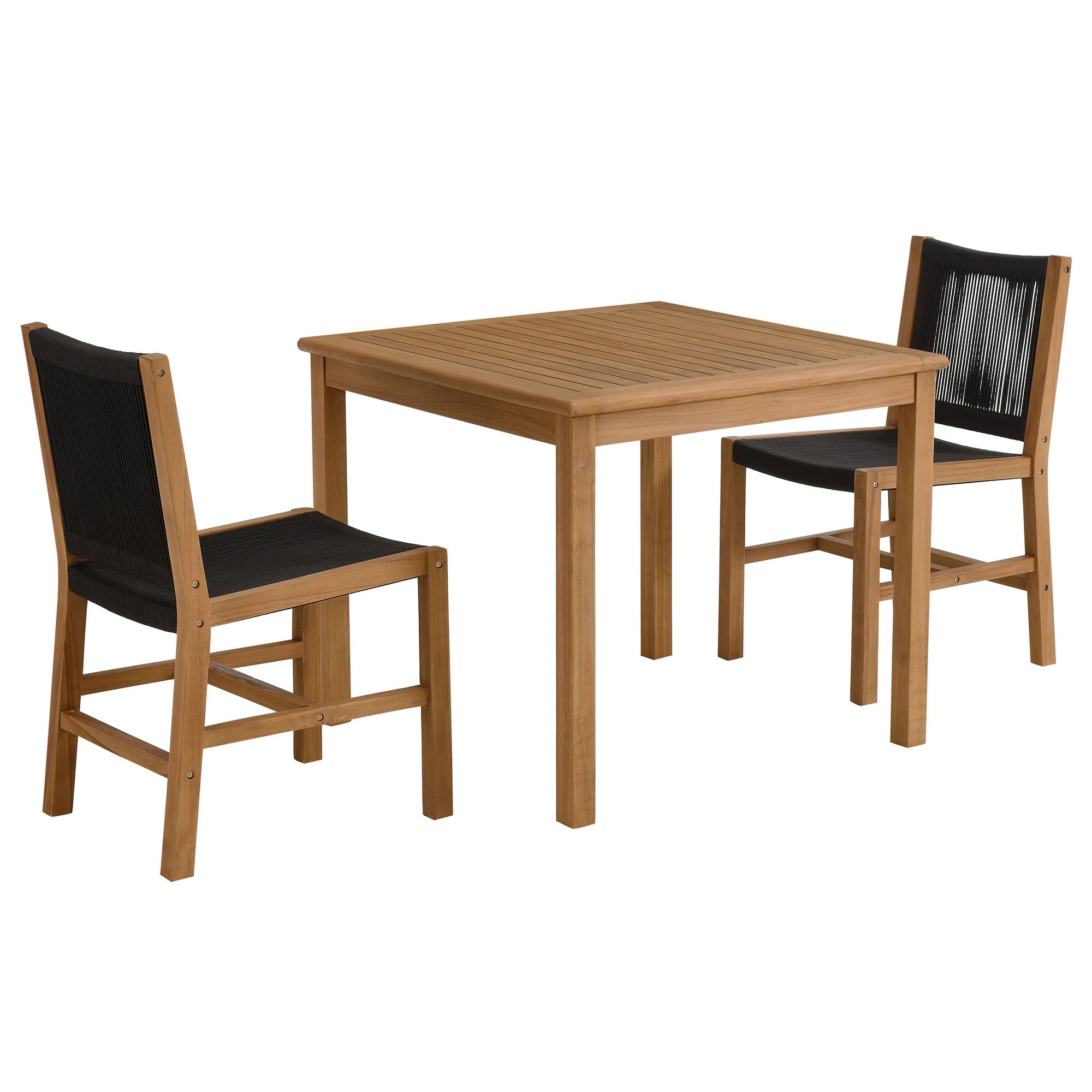 Vienna 3-Piece Outdoor Patio Teak and Rope Dining Set with Armless Chiars by Modway - Best Buy Furniture