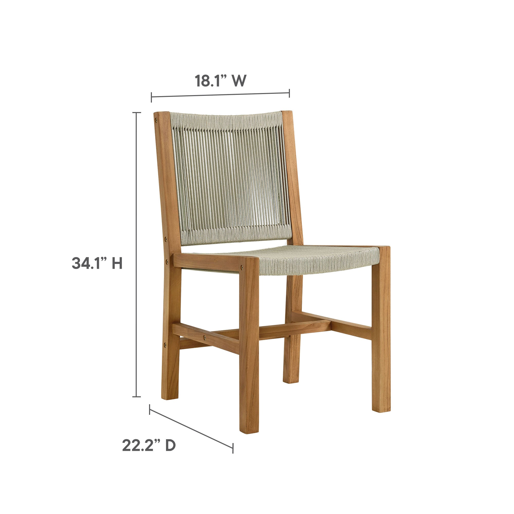Vienna 3-Piece Outdoor Patio Teak and Rope Dining Set with Armless Chiars by Modway - Best Buy Furniture
