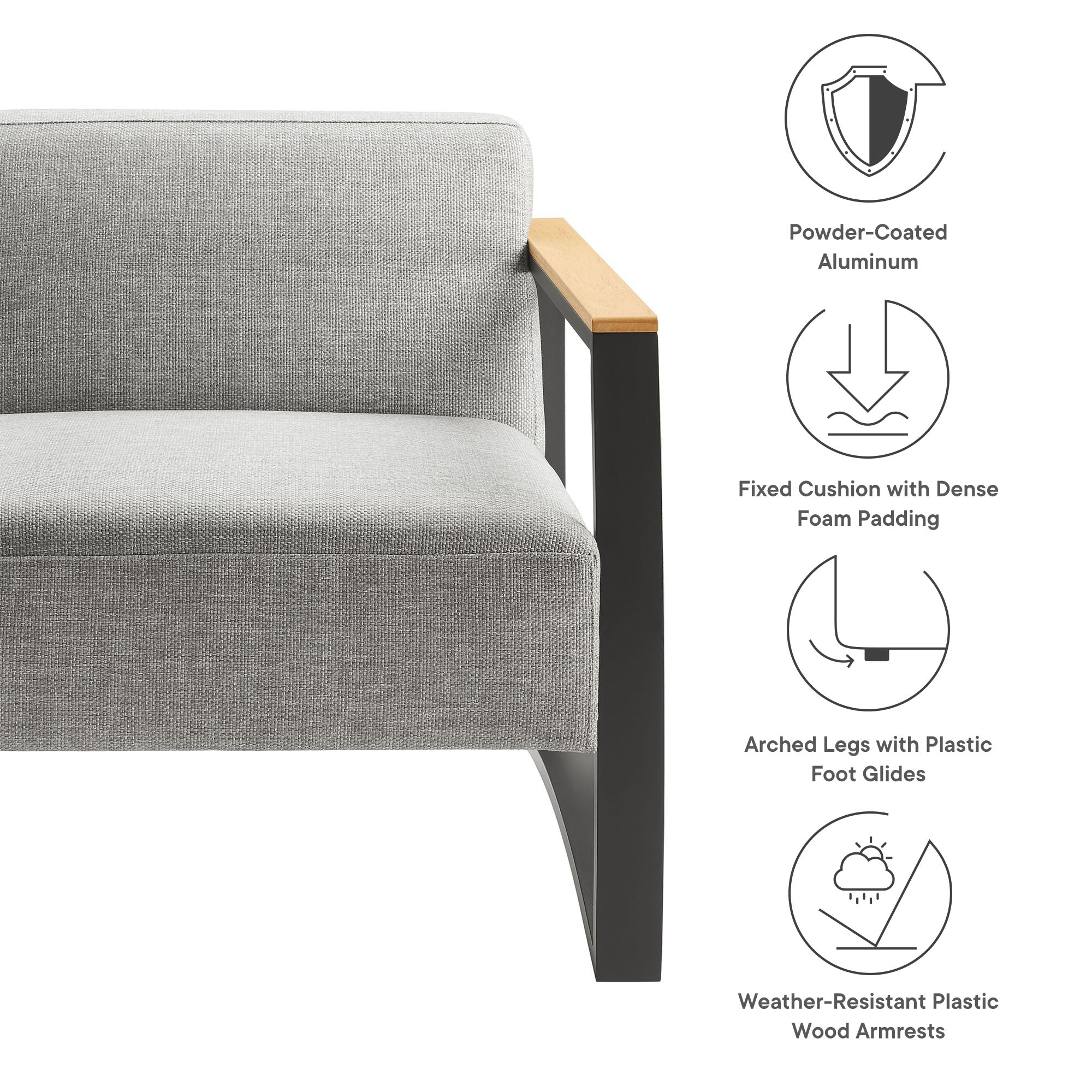 Sauve Outdoor Patio Aluminum and Fabric Armchair by Modway - Best Buy Furniture