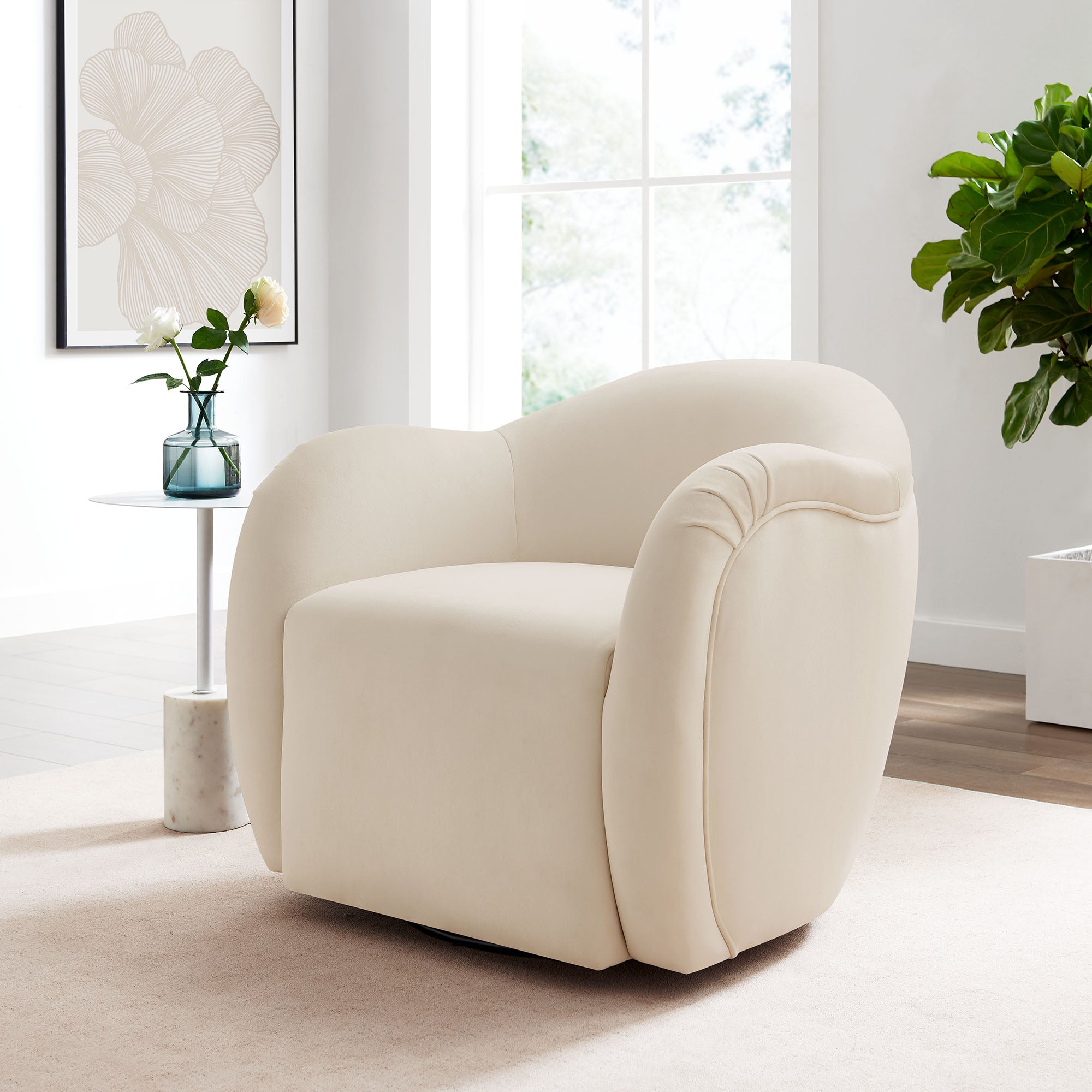 Compose Performance Velvet Swivel Armchair - Best Buy Furniture