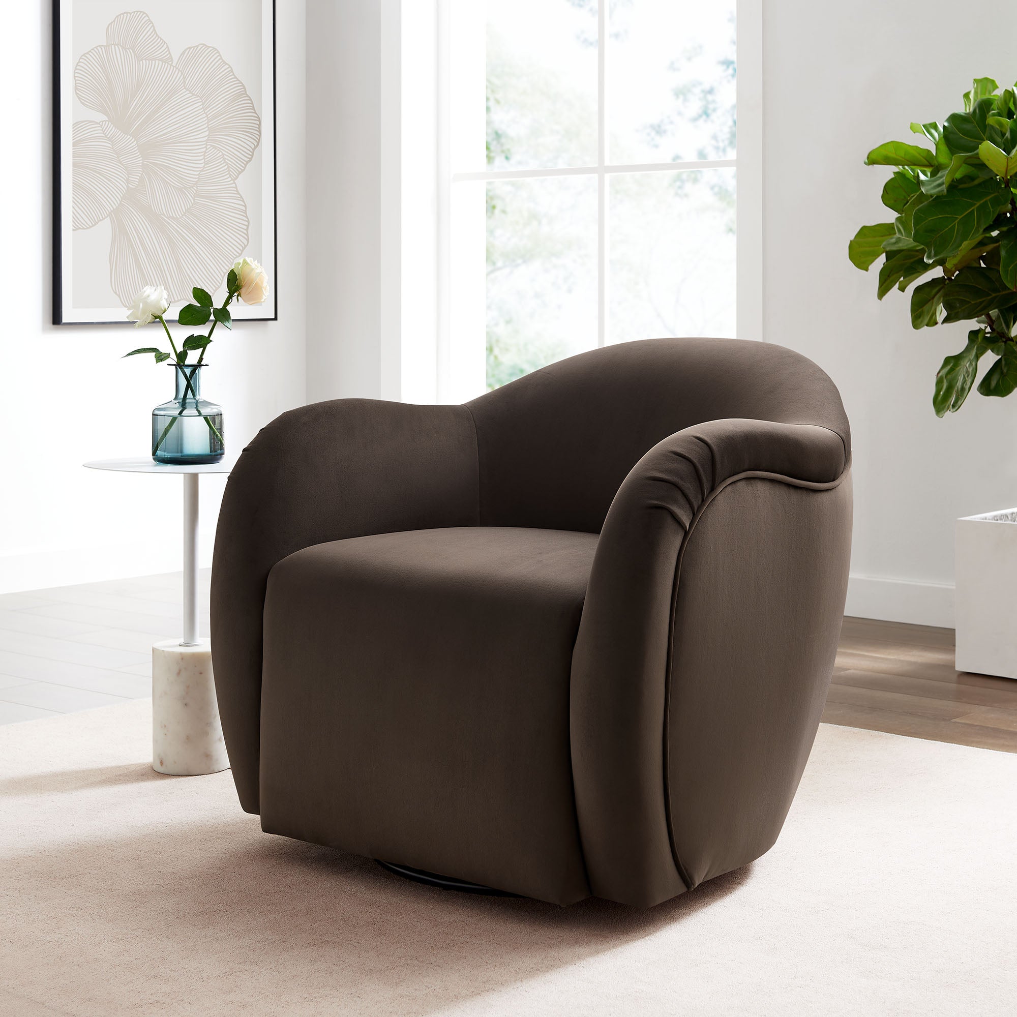 Compose Performance Velvet Swivel Armchair - Best Buy Furniture