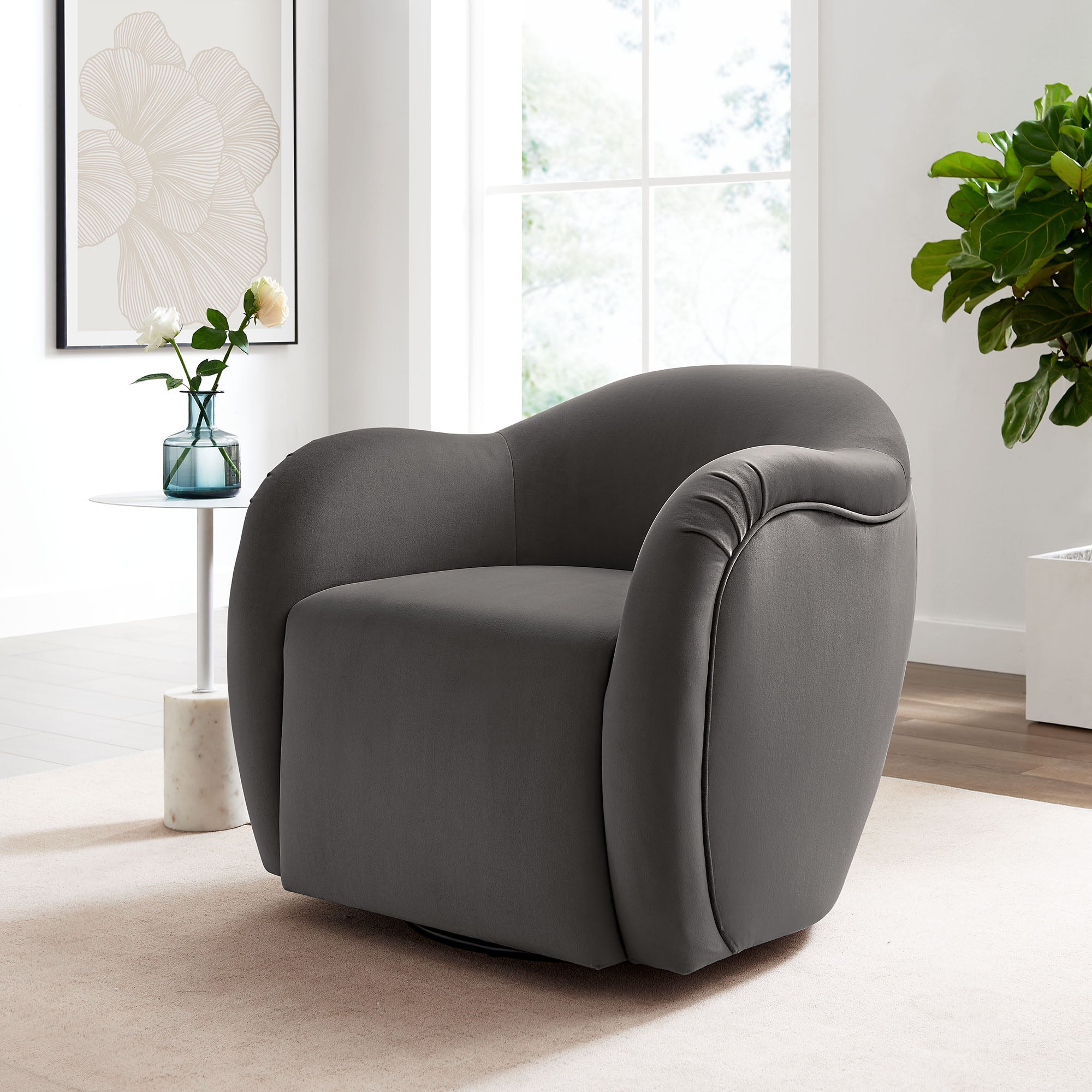 Compose Performance Velvet Swivel Armchair - Best Buy Furniture