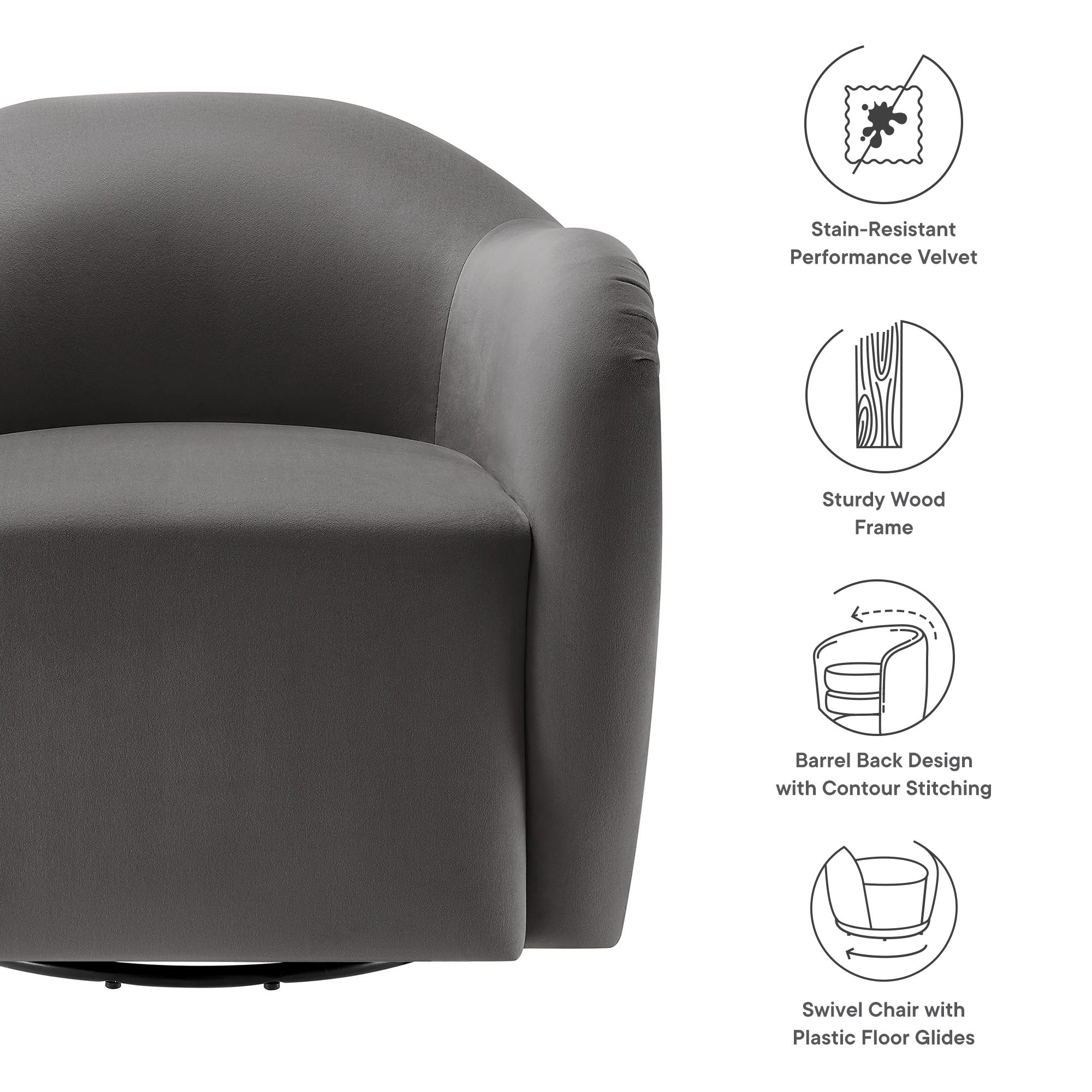 Compose Performance Velvet Swivel Armchair - Best Buy Furniture