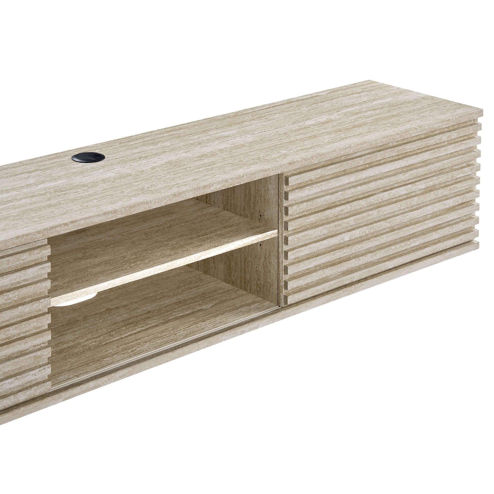 Render 70" Faux Travertine Wall-Mount Media Console TV Stand - Best Buy Furniture