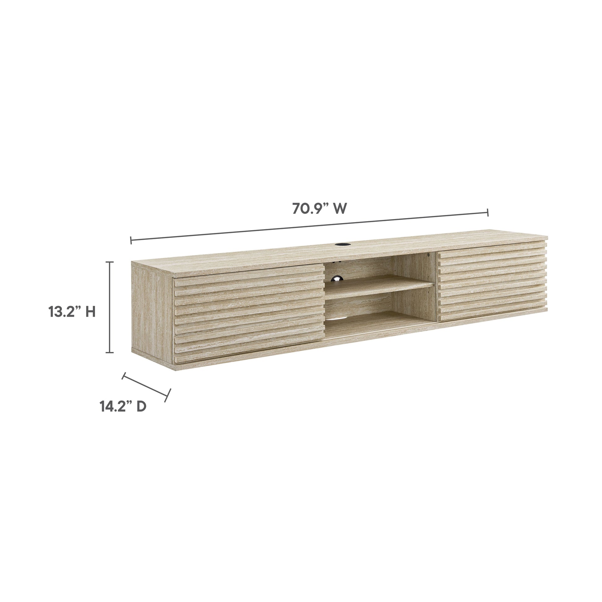 Render 70" Faux Travertine Wall-Mount Media Console TV Stand - Best Buy Furniture