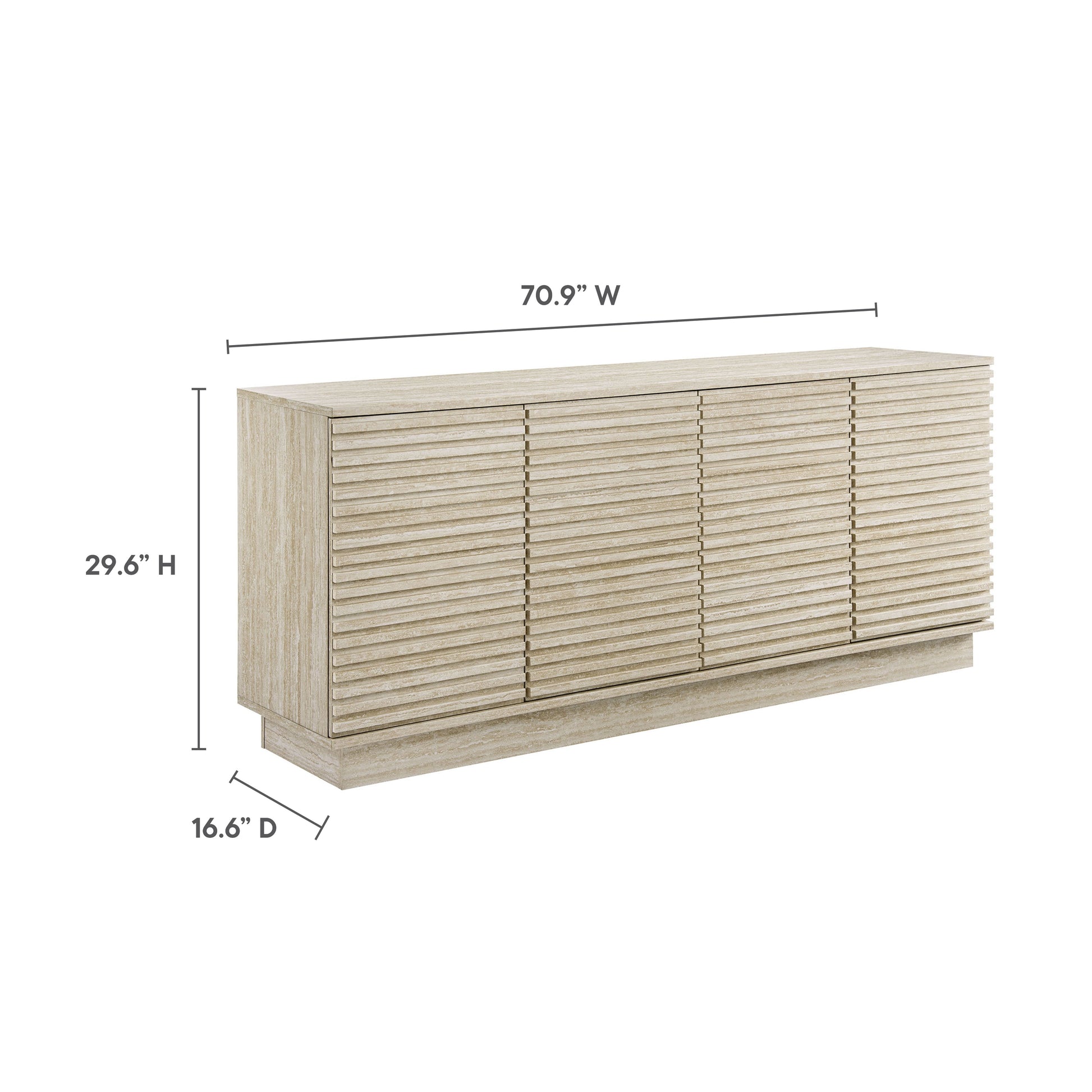 Render 70" Faux Travertine Sideboard Cabinet TV Stand - Best Buy Furniture