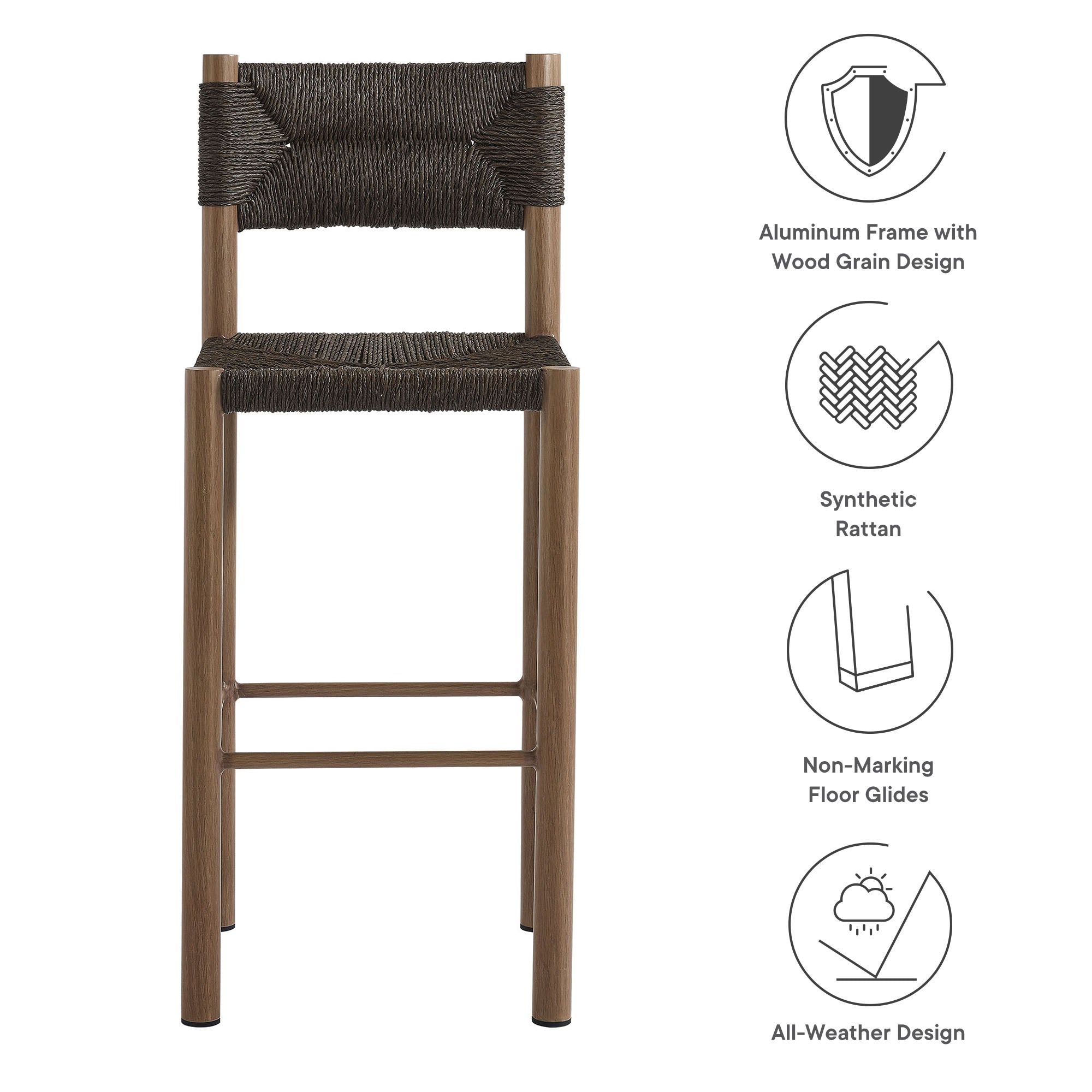 Parkland Outdoor Patio Rattan and Aluminum Bar Stools Set of 2 by Modway - Best Buy Furniture