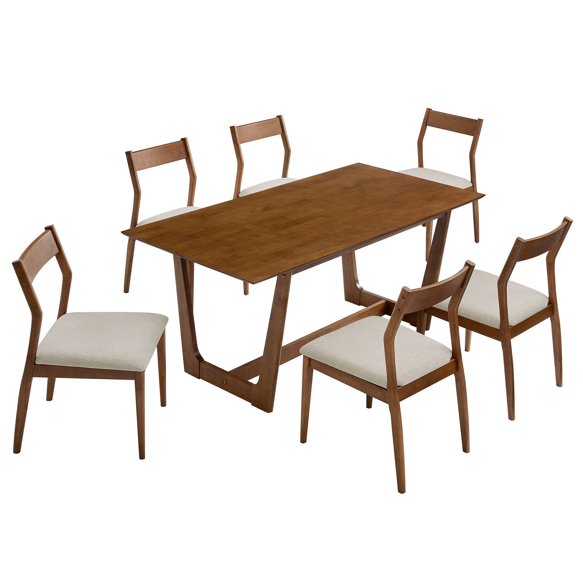 Solara 7-Piece Wood Dining Set with Fabric Upholstered Side Chairs by Modway - Best Buy Furniture