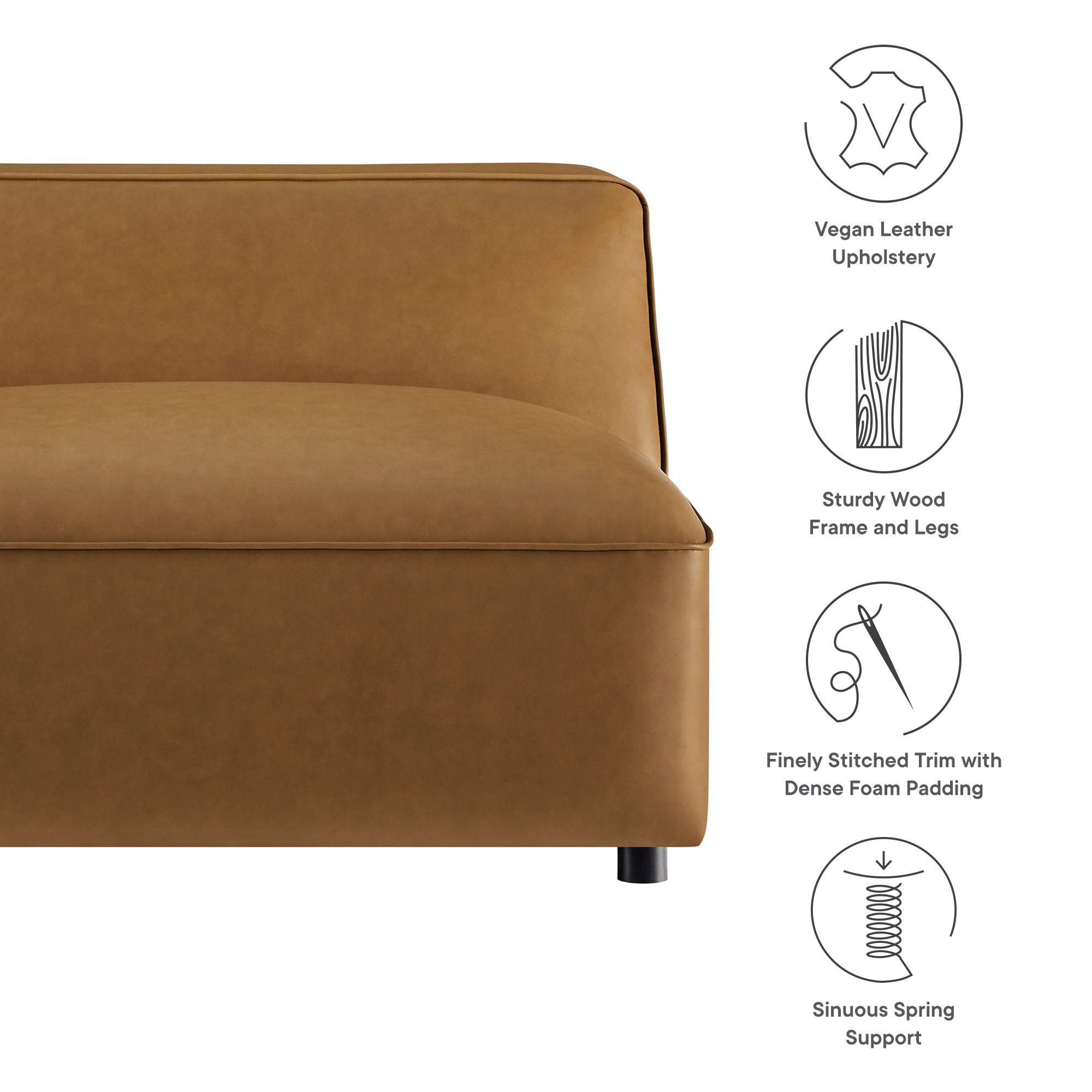 Auren Upholstered Vegan Leather Modular Armless Chair by Modway - Best Buy Furniture