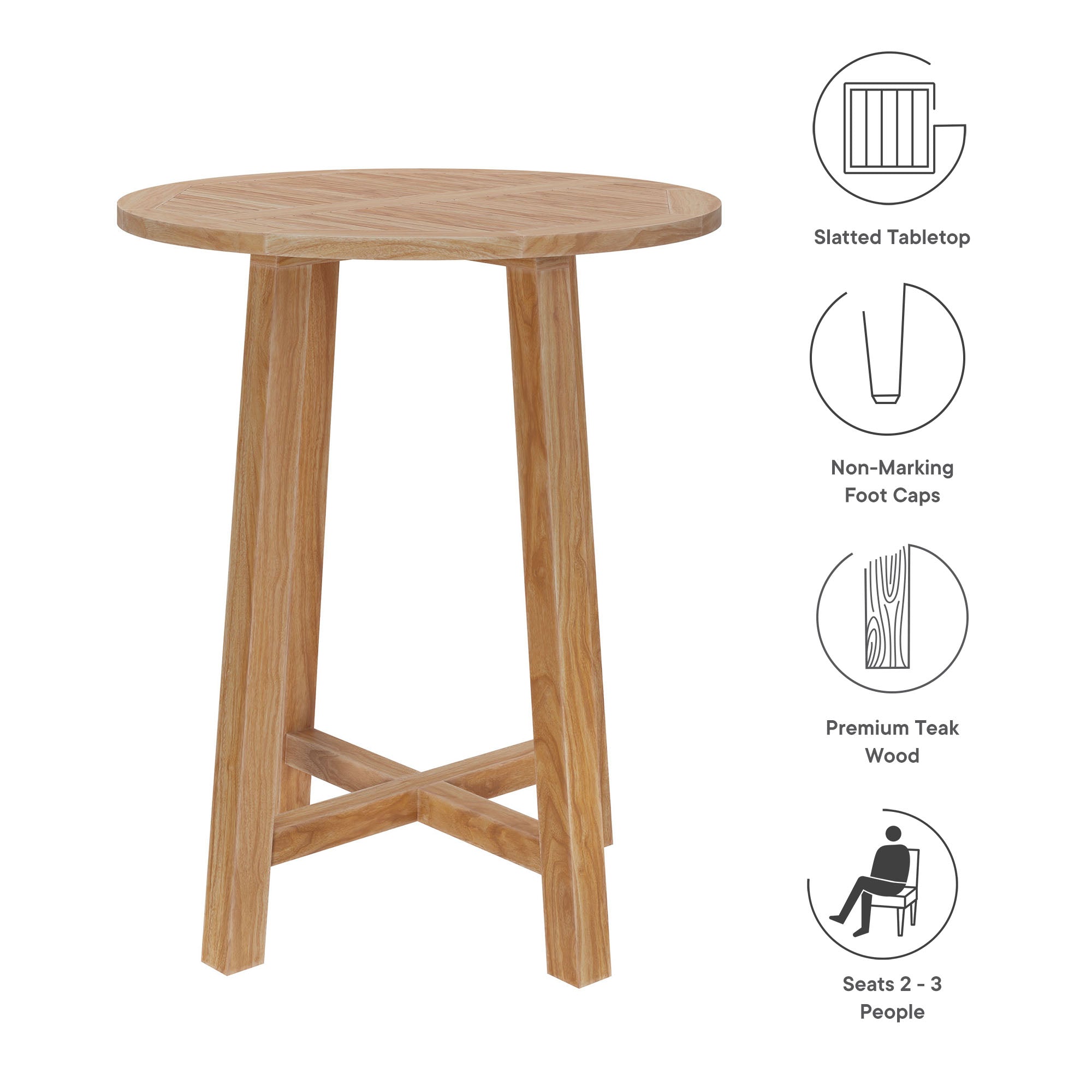 Wellspring 36" Outdoor Patio Teak Wood Bar Table by Modway - Best Buy Furniture