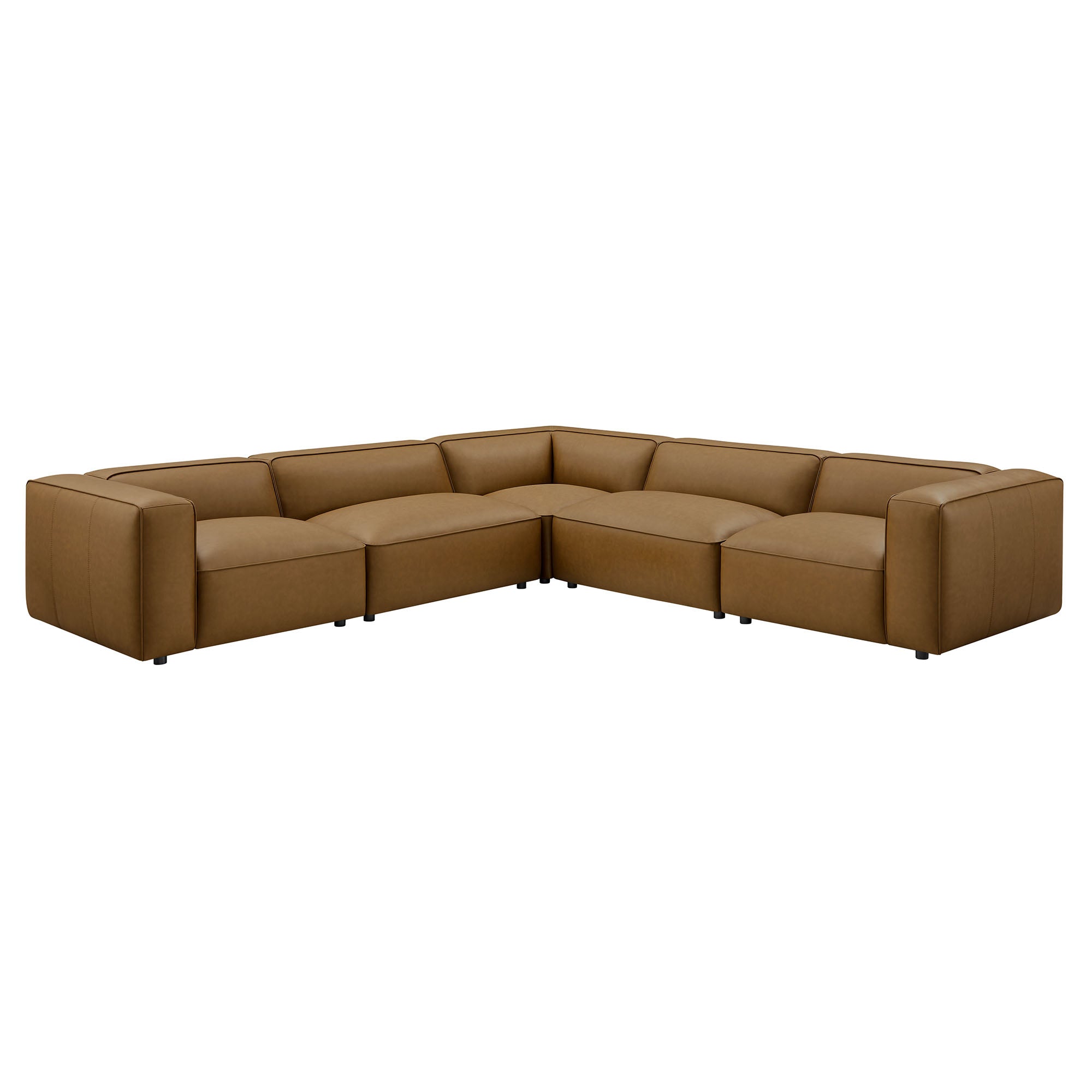Auren 5-Piece Upholstered Vegan Leather Modular L-Shaped Sofa by Modway - Best Buy Furniture