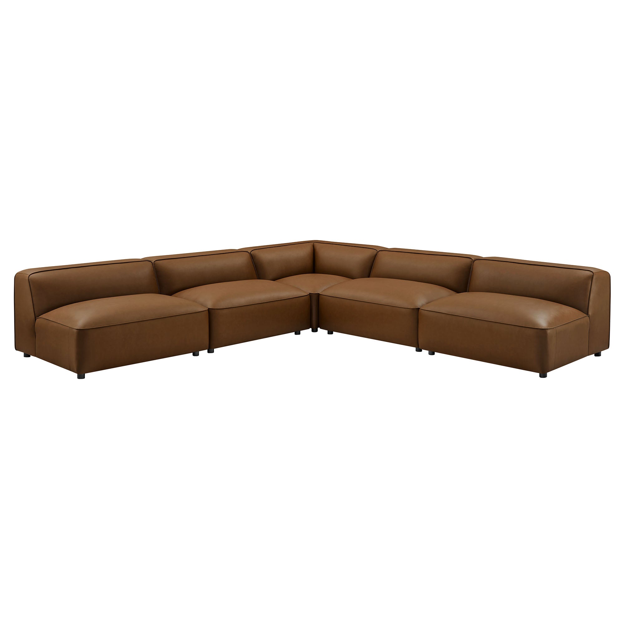 Auren 5-Piece Upholstered Armless L-Shaped Vegan Leather Modular Sofa by Modway - Best Buy Furniture