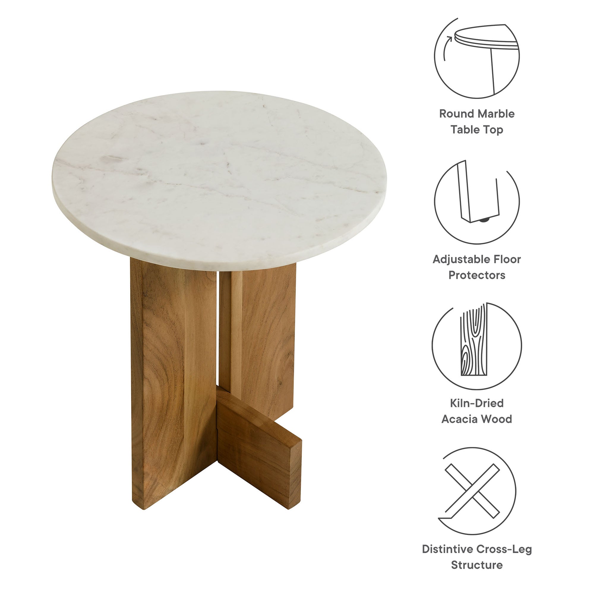 Tarin Acacia Wood and Marble Side Table by Modway - Best Buy Furniture