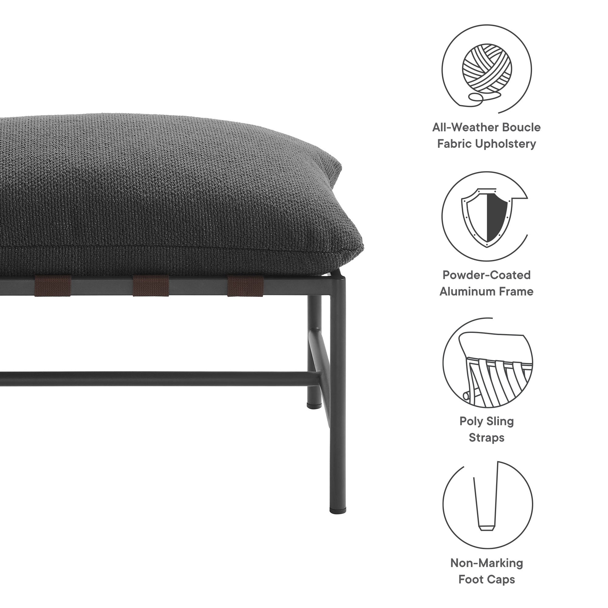 Raya Outdoor Patio Boucle Ottoman by Modway - Best Buy Furniture