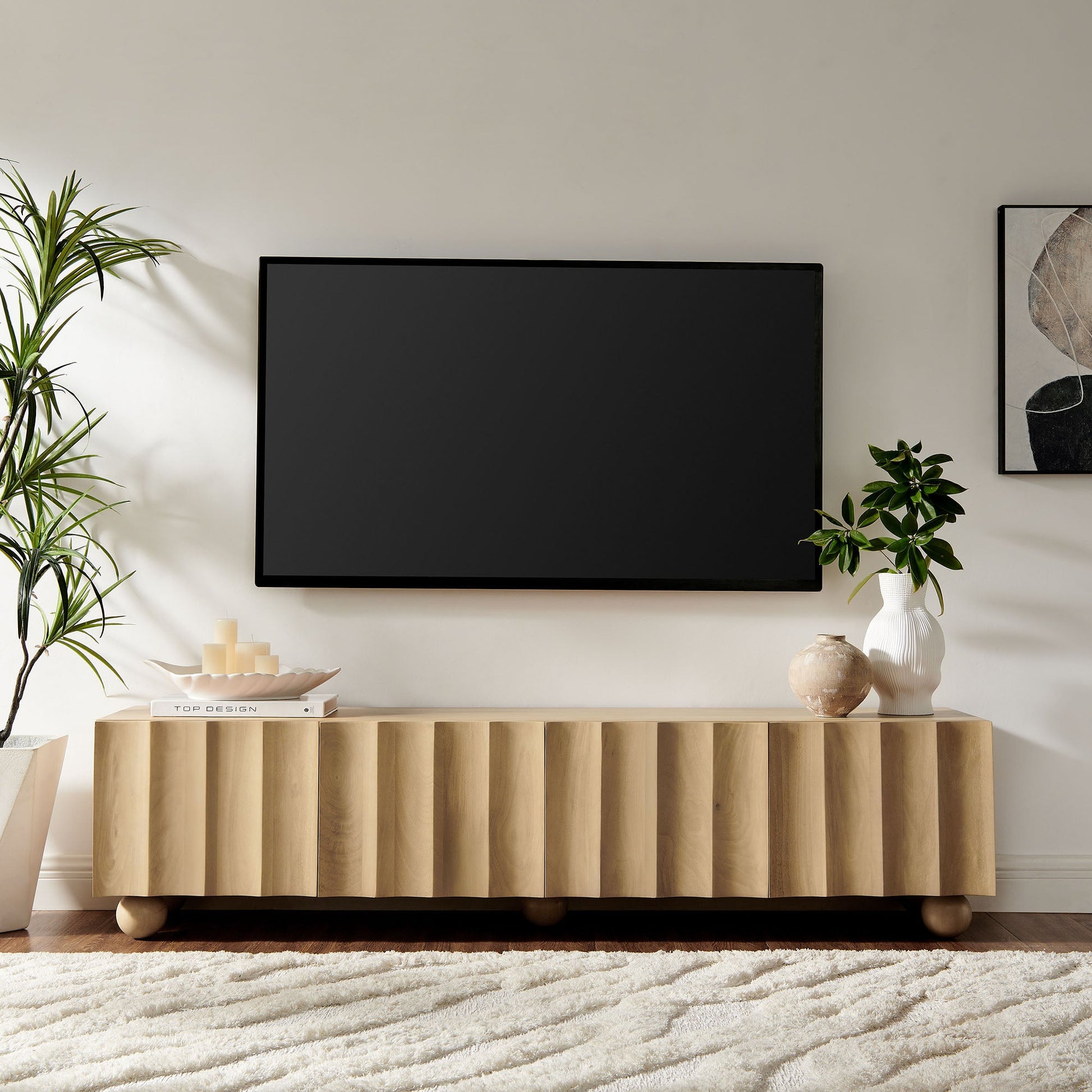 Sorren Scalloped 71" Wood TV Stand - Best Buy Furniture