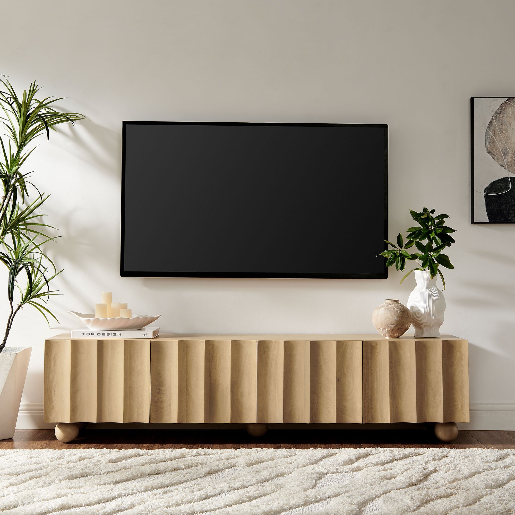 Sorren Scalloped 71" Wood TV Stand - Best Buy Furniture