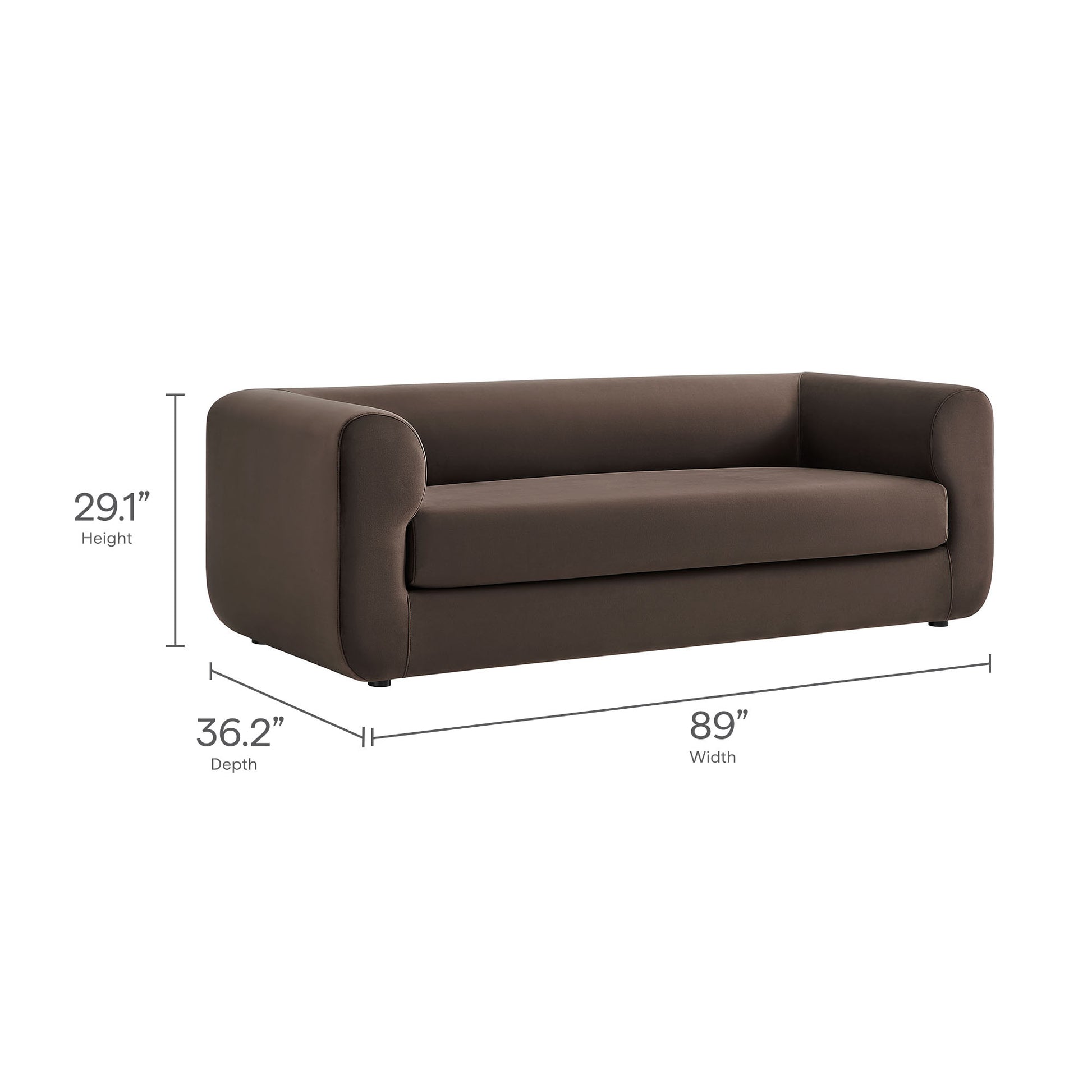 Leif 89" Performance Velvet Upholstered Sofa by Modway - Best Buy Furniture