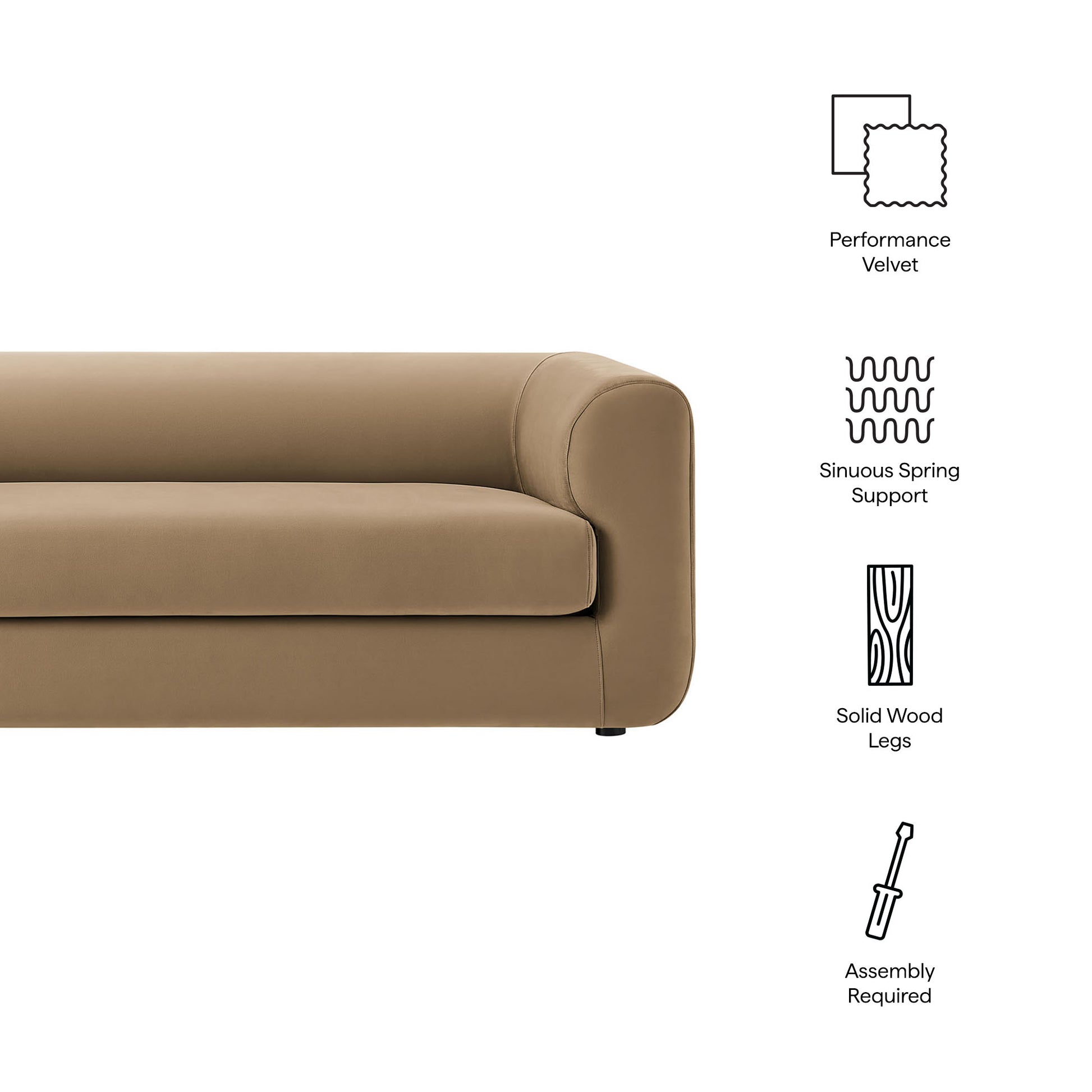 Leif 89" Performance Velvet Upholstered Sofa by Modway - Best Buy Furniture