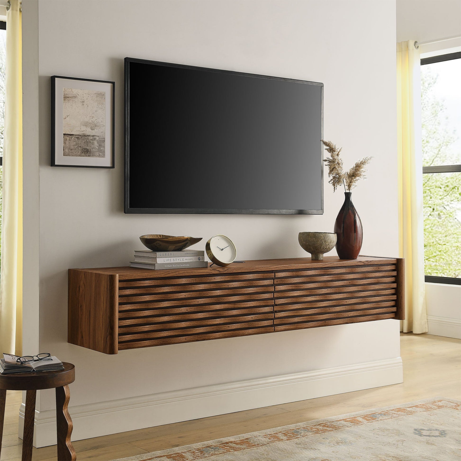 Emric Wave 71" Wall-Mounted TV Cabinet - Best Buy Furniture