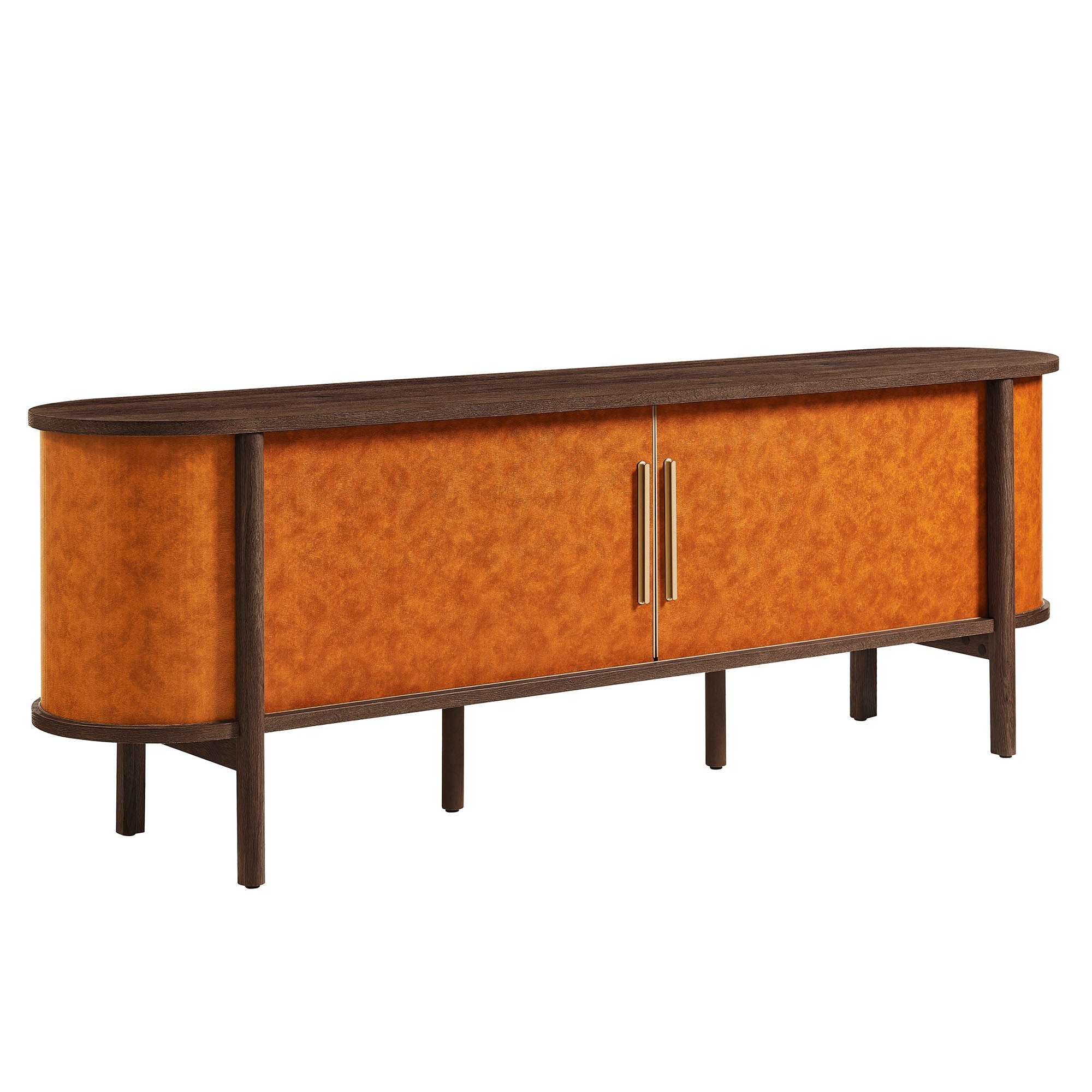 Coralie Curved 71" Vegan Leather Oval TV Stand - Best Buy Furniture