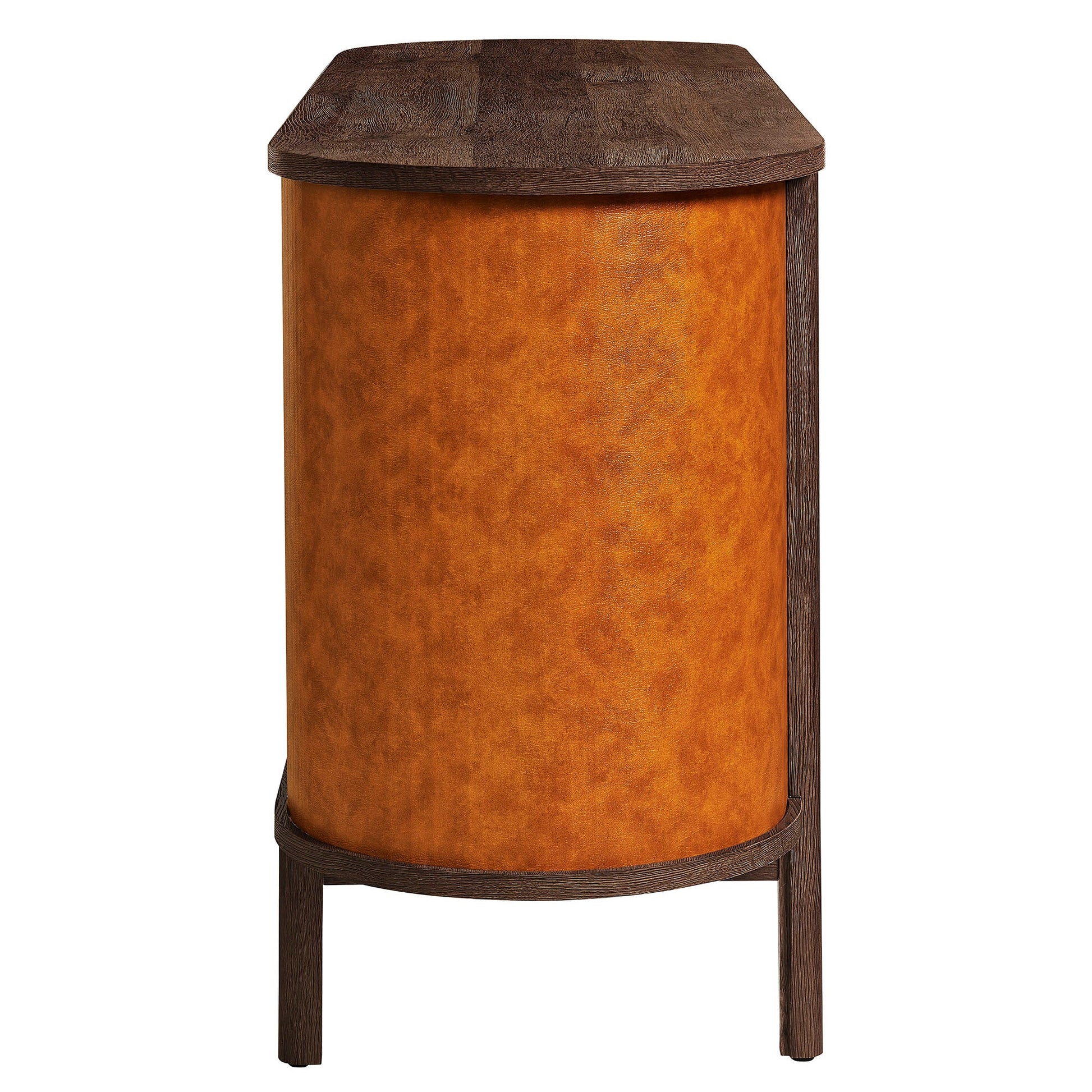 Coralie Curved 71" Vegan Leather Oval TV Stand - Best Buy Furniture