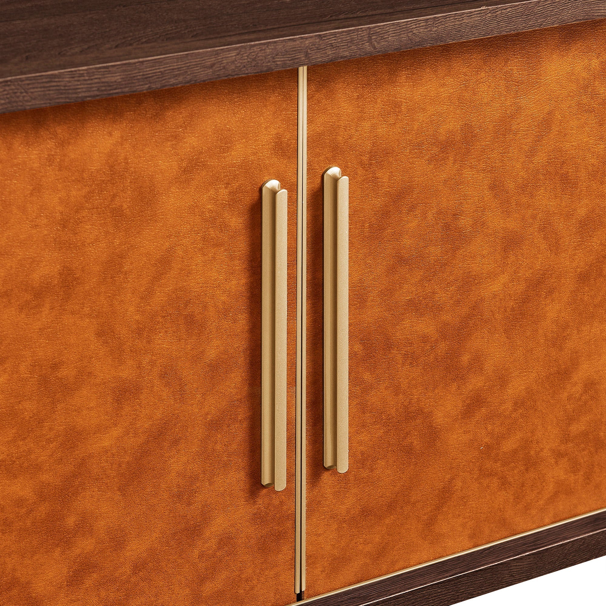 Coralie Curved 71" Vegan Leather Oval TV Stand - Best Buy Furniture