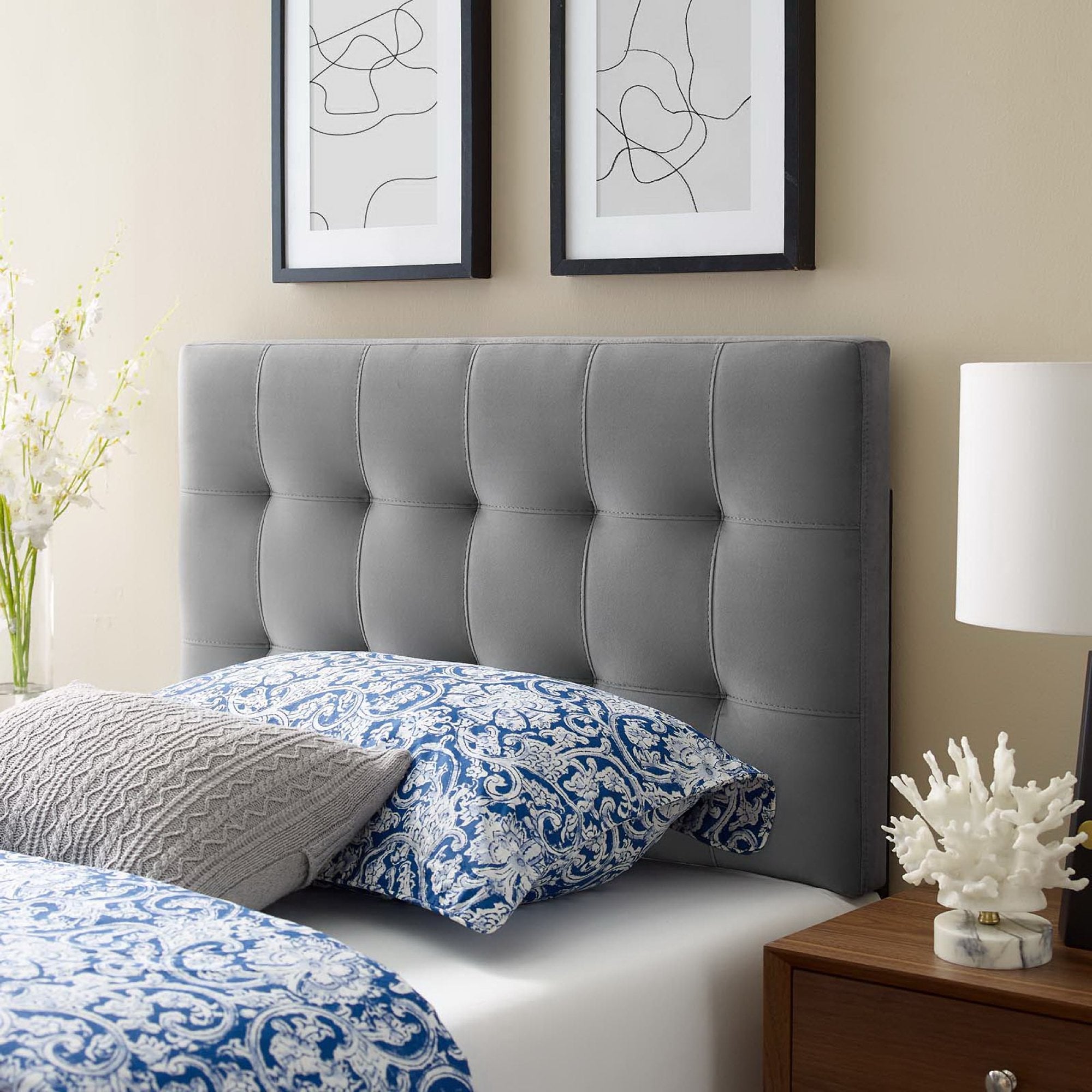 Lily Biscuit Tufted Performance Velvet Twin Headboard by Modway - Best Buy Furniture