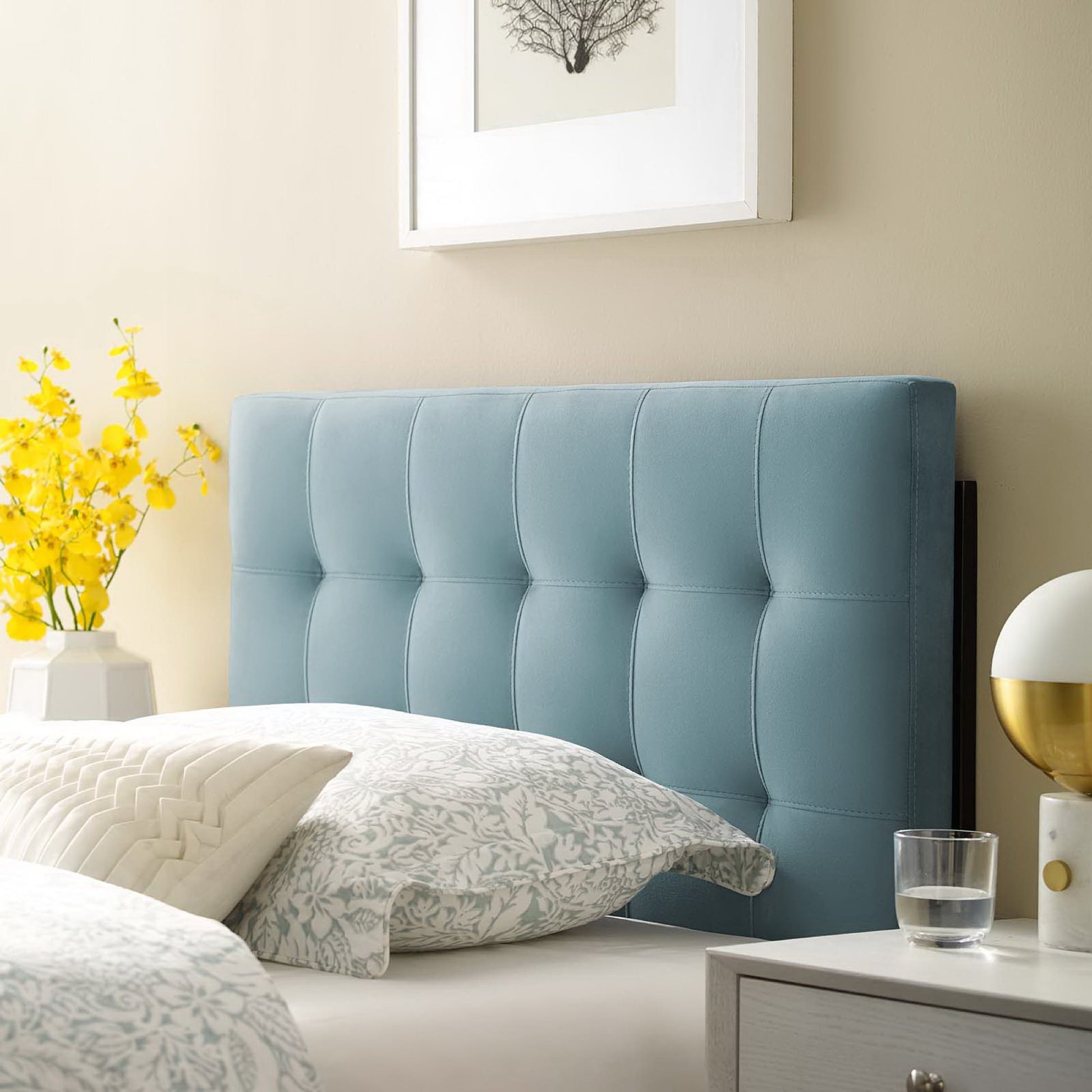 Lily Biscuit Tufted Performance Velvet Twin Headboard by Modway - Best Buy Furniture