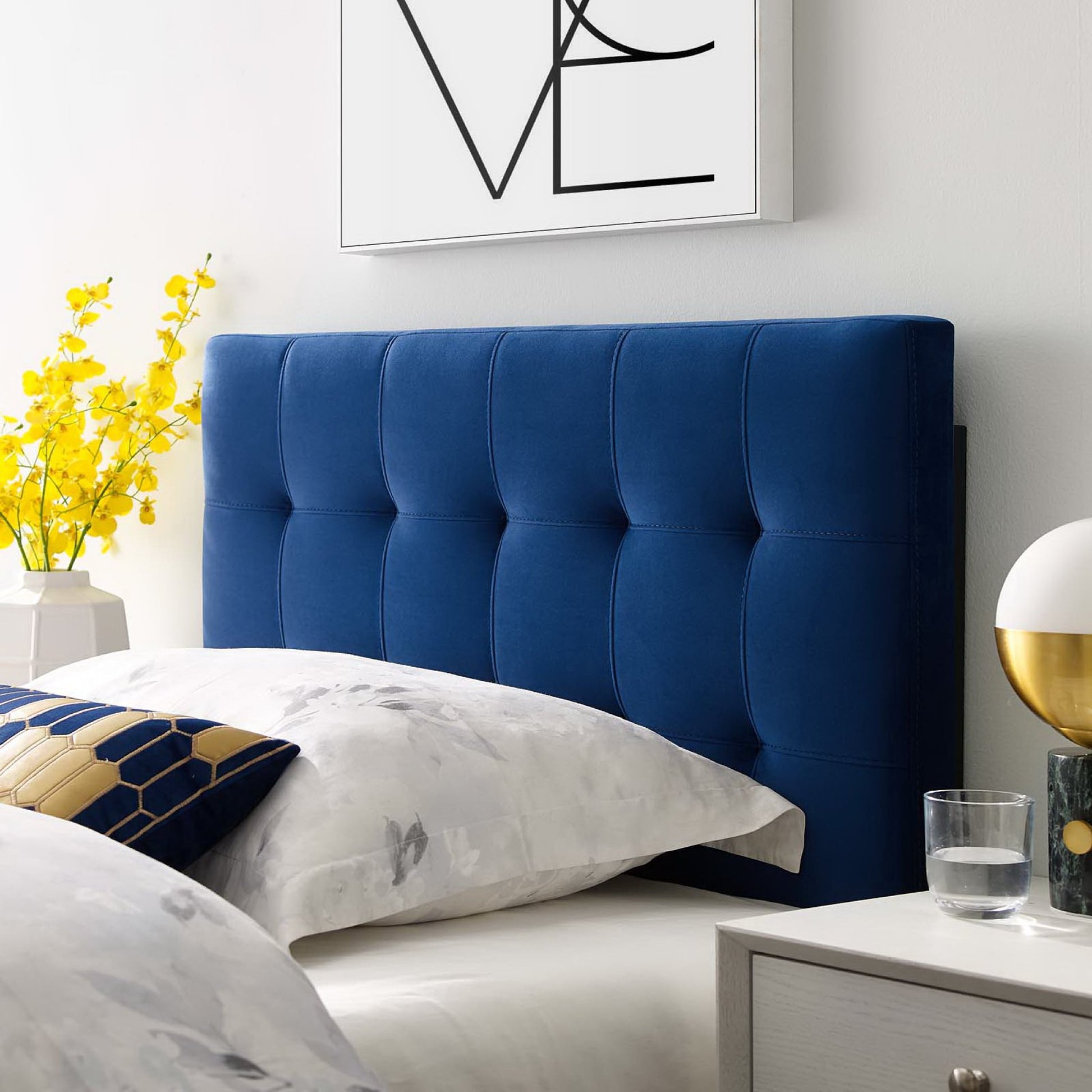 Lily Biscuit Tufted Performance Velvet Twin Headboard by Modway - Best Buy Furniture
