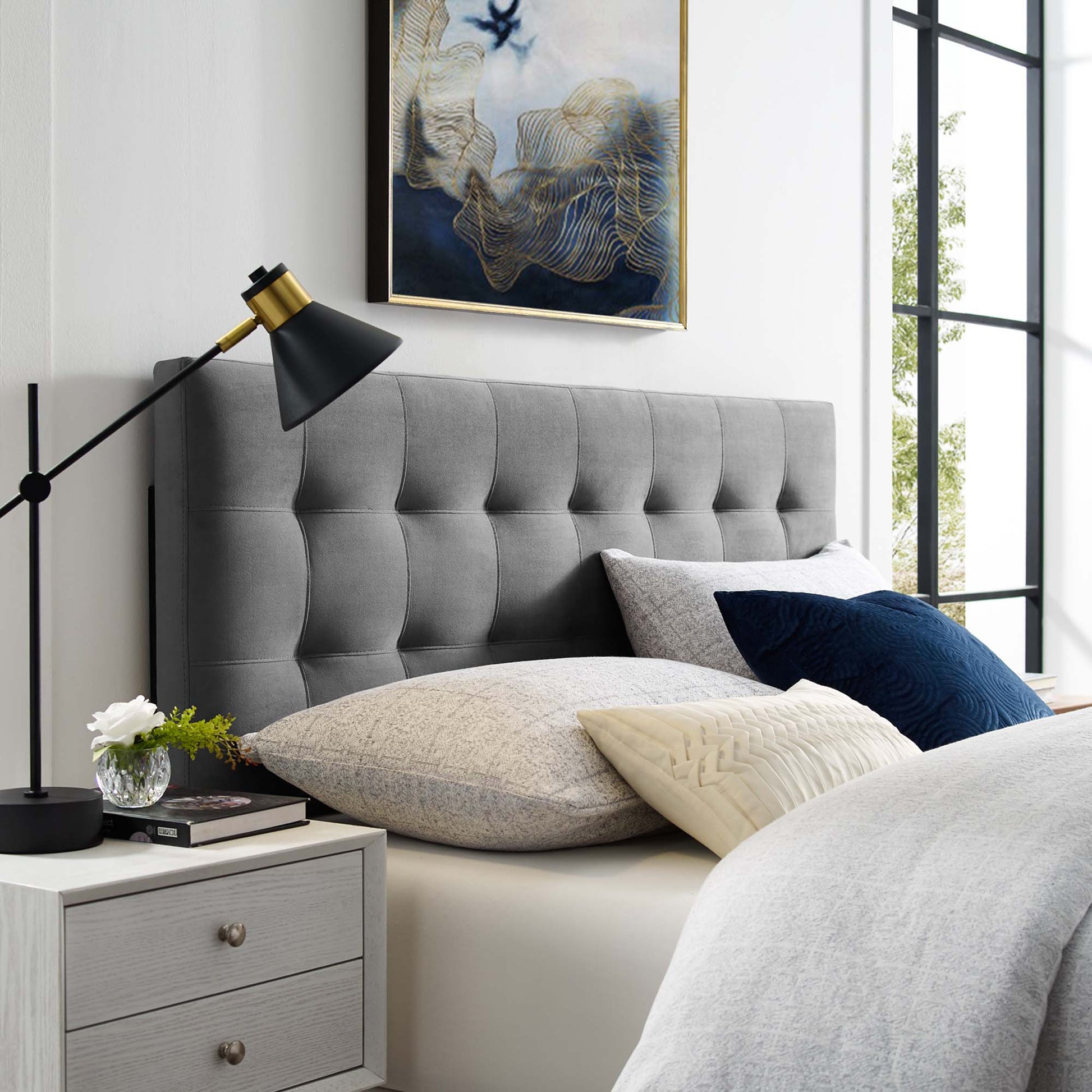 Lily Biscuit Tufted Performance Velvet Queen Headboard by Modway - Best Buy Furniture