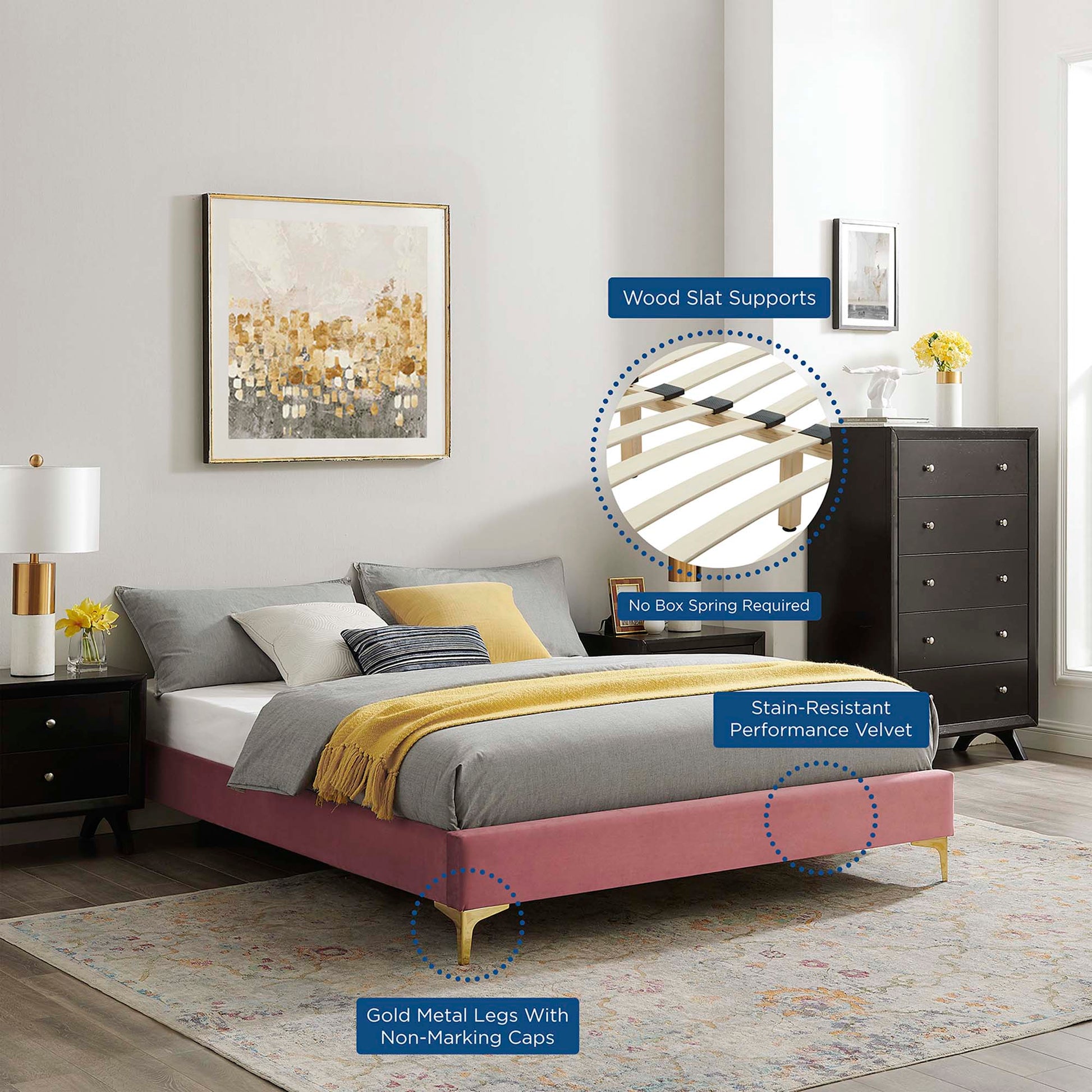 Sutton Performance Velvet Full Bed Frame by Modway - Best Buy Furniture