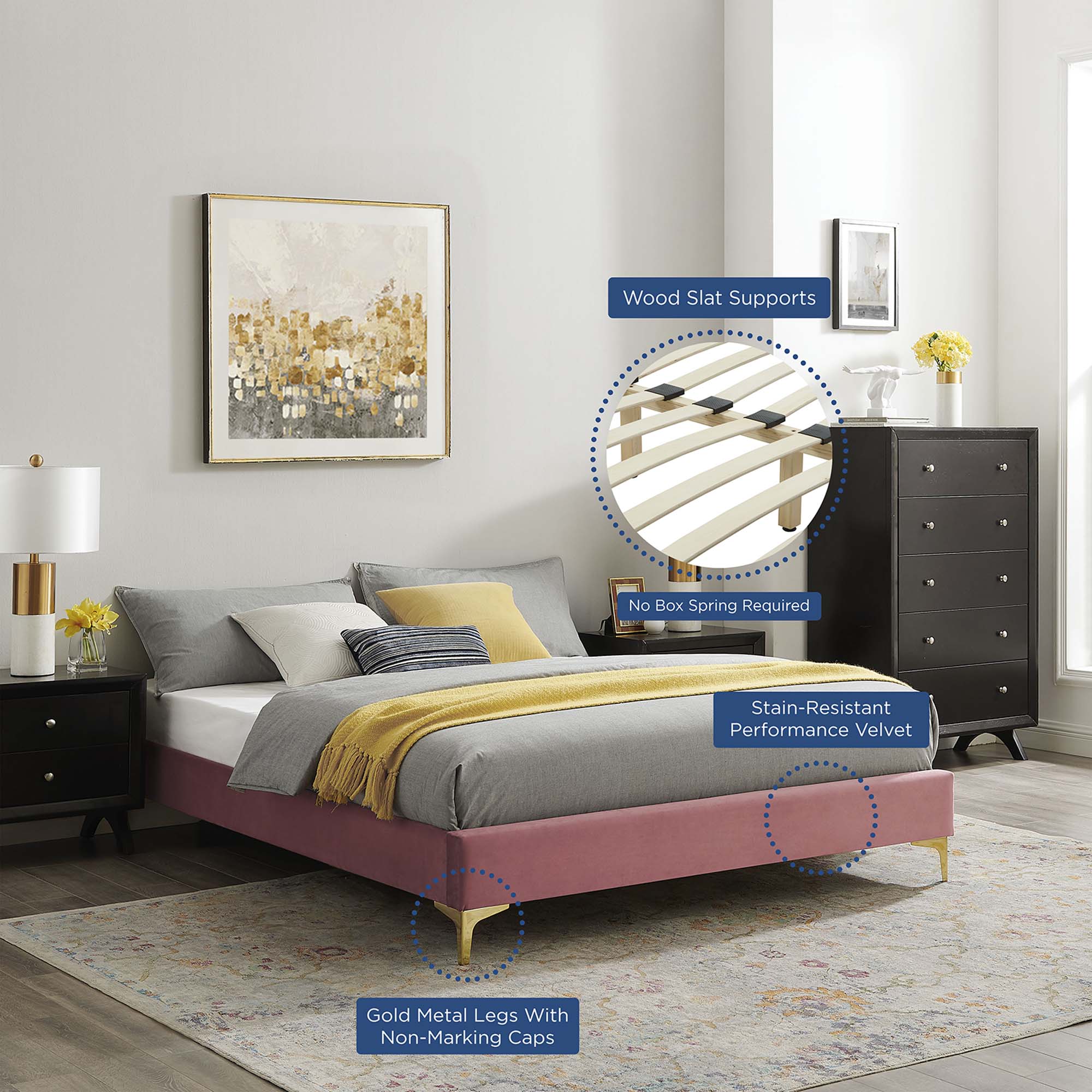 Sutton Performance Velvet Full Bed Frame by Modway - Best Buy Furniture