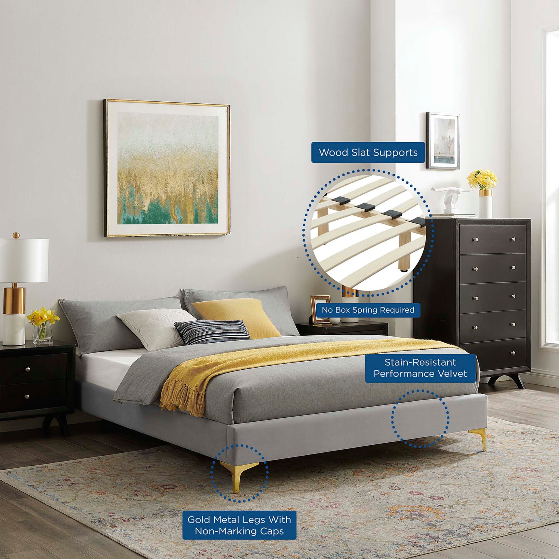 Sutton Performance Velvet Full Bed Frame by Modway - Best Buy Furniture