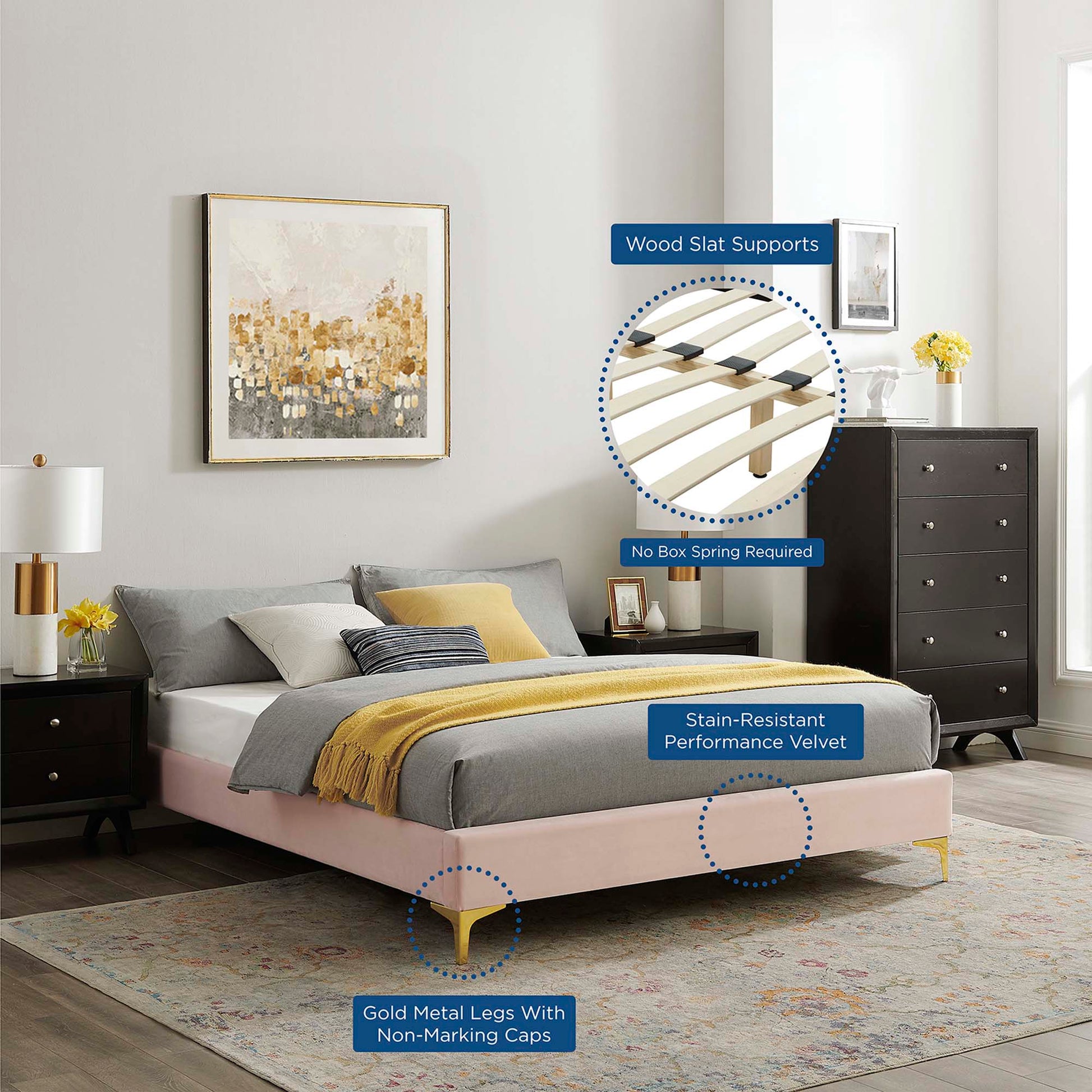 Sutton Performance Velvet Full Bed Frame by Modway - Best Buy Furniture