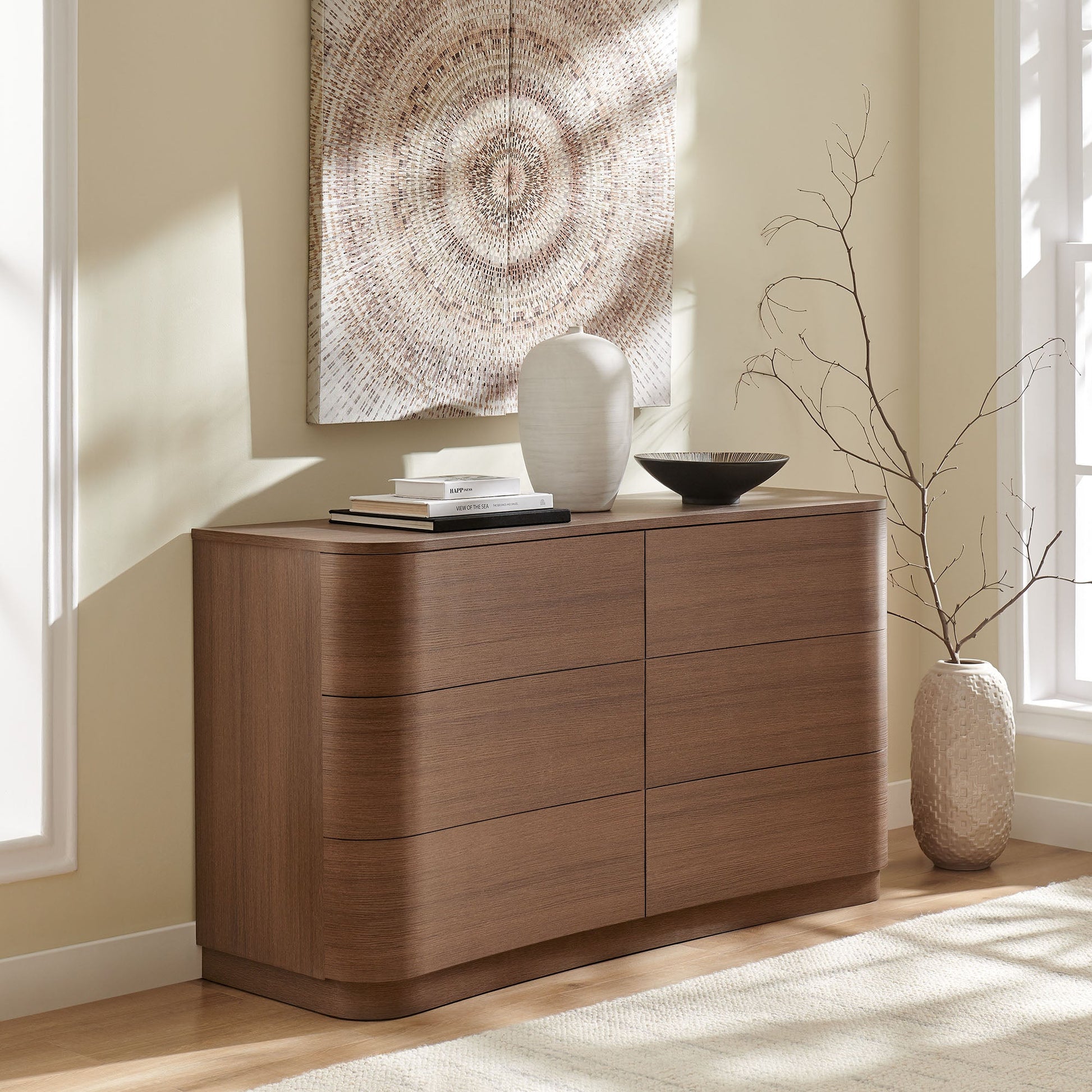 Mirae 6-Drawer Curved Dresser - Best Buy Furniture