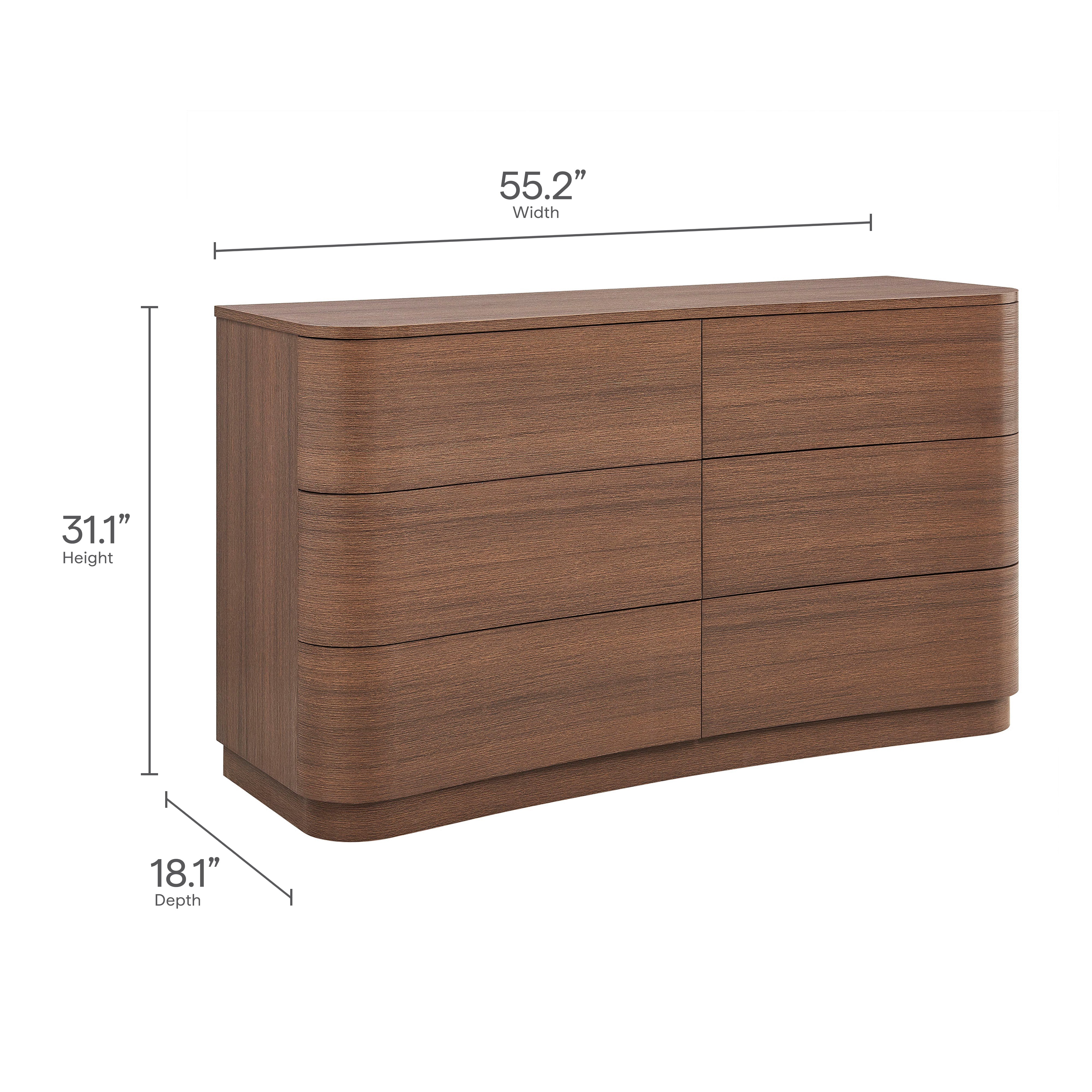 Mirae 6-Drawer Curved Dresser - Best Buy Furniture