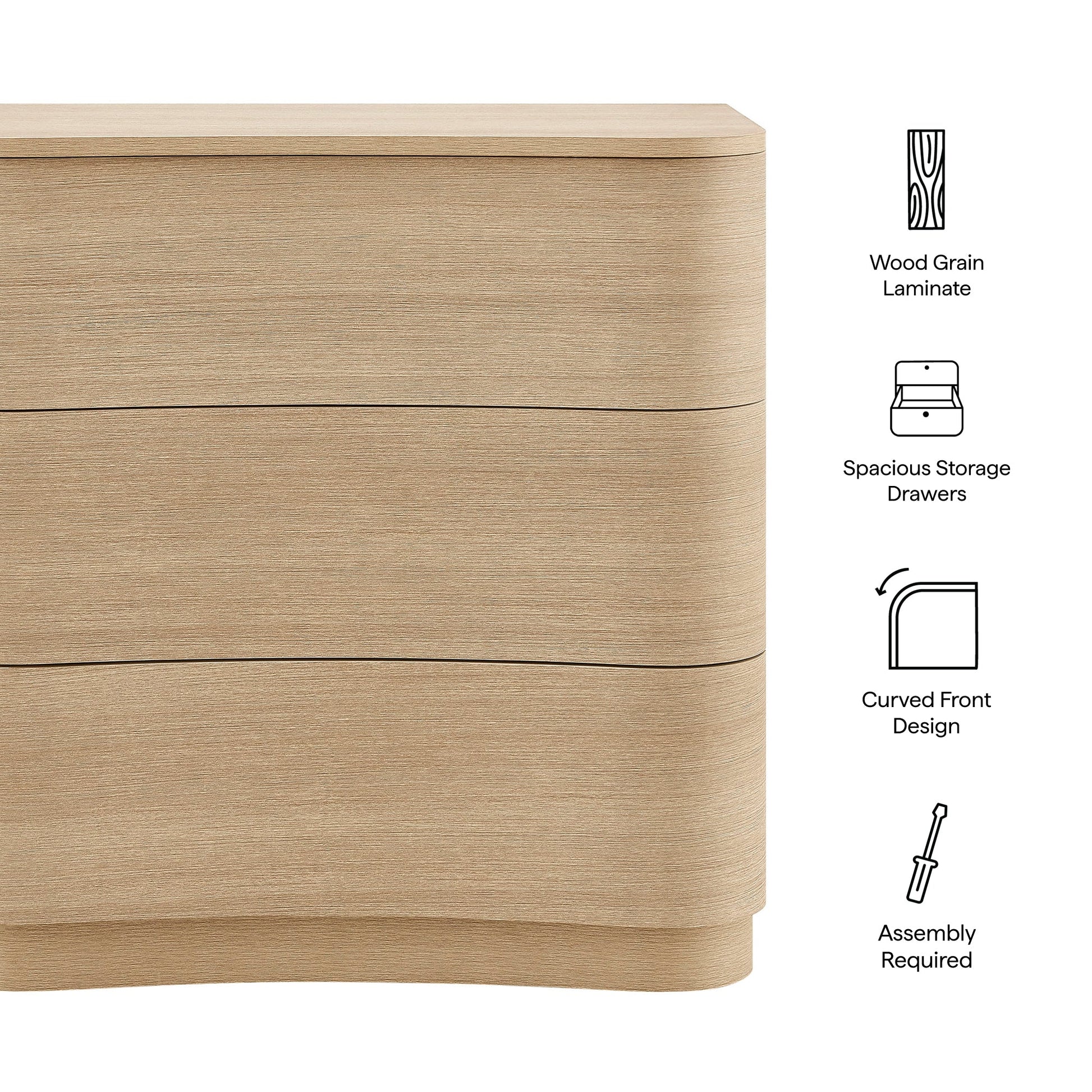 Mirae 3-Drawer Curved Compact Dresser - Best Buy Furniture