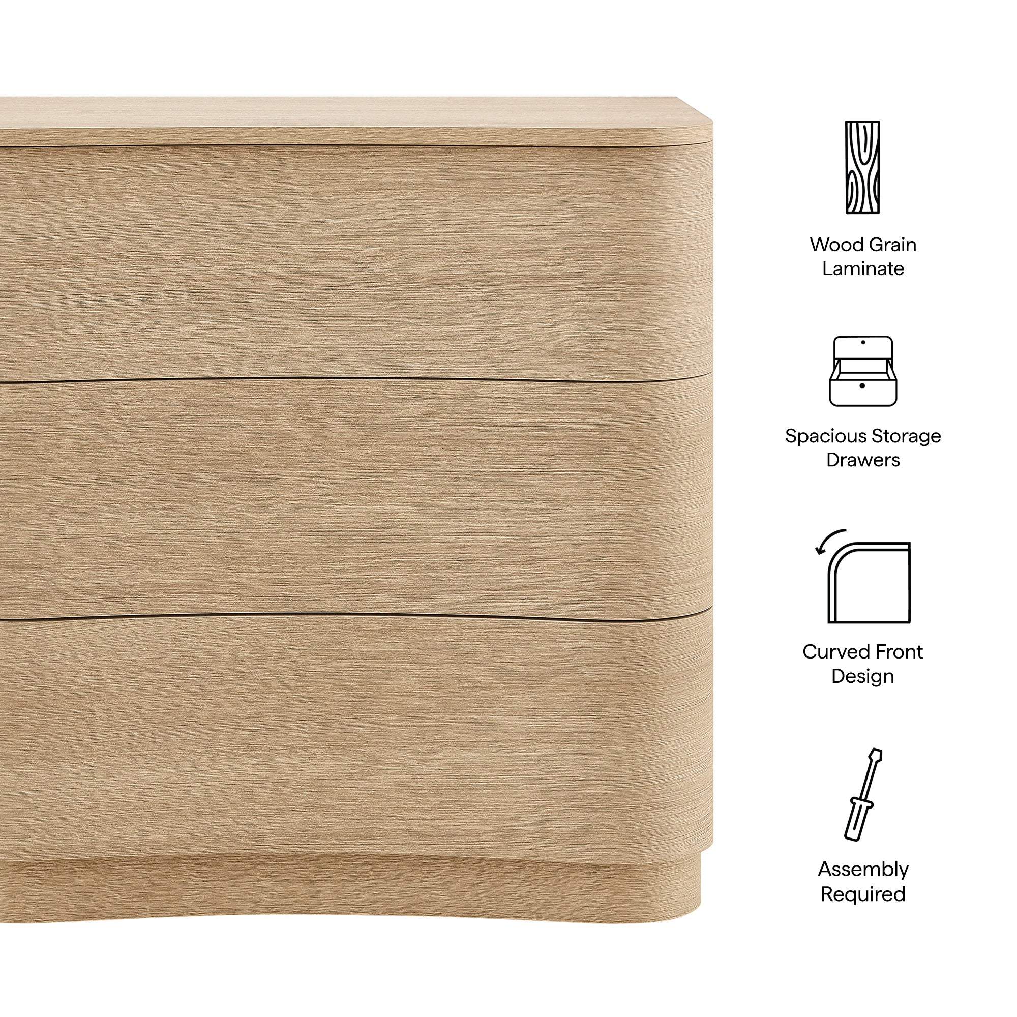 Mirae 3-Drawer Curved Compact Dresser - Best Buy Furniture