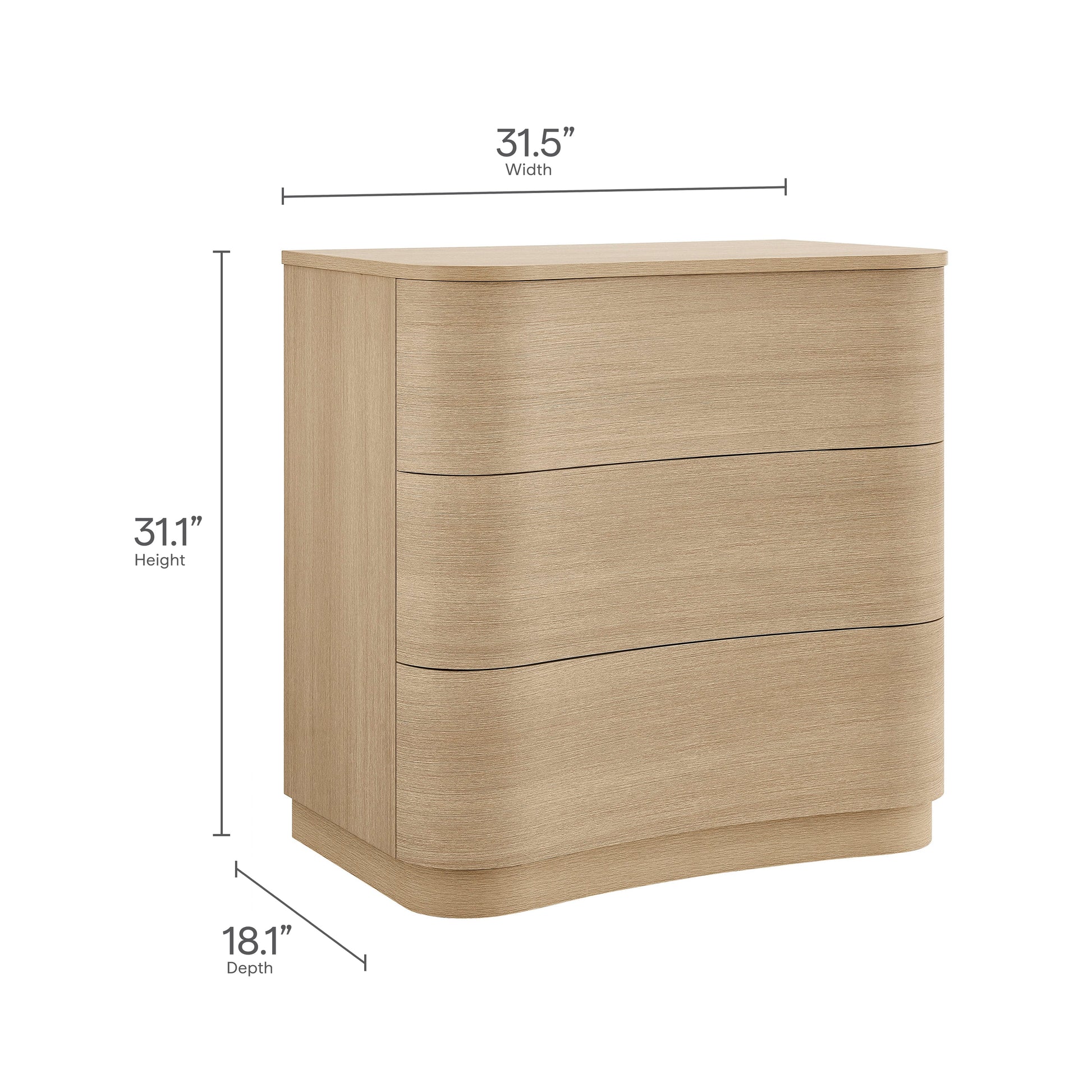 Mirae 3-Drawer Curved Compact Dresser - Best Buy Furniture
