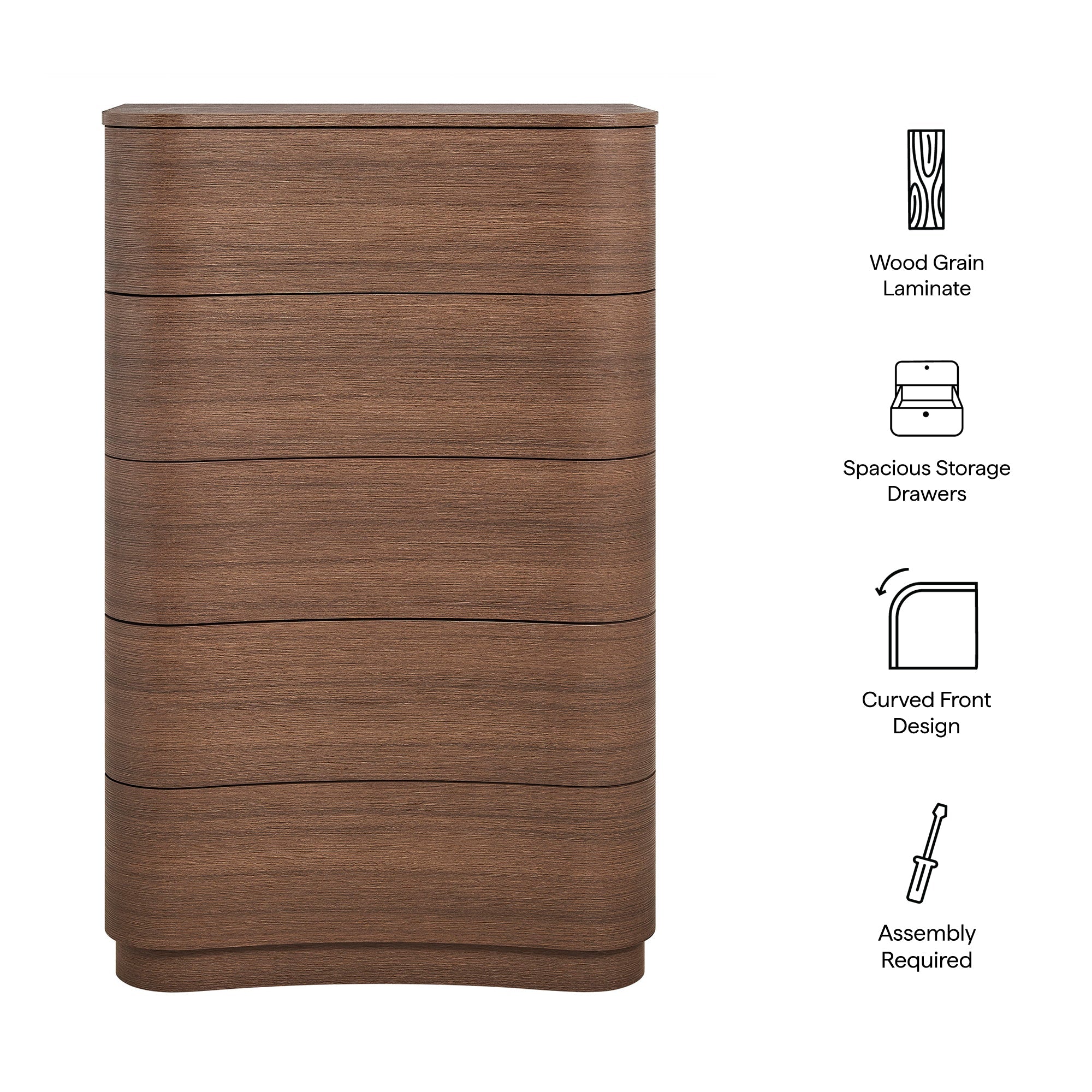 Mirae 5-Drawer Curved Dresser Chest of Drawers - Best Buy Furniture