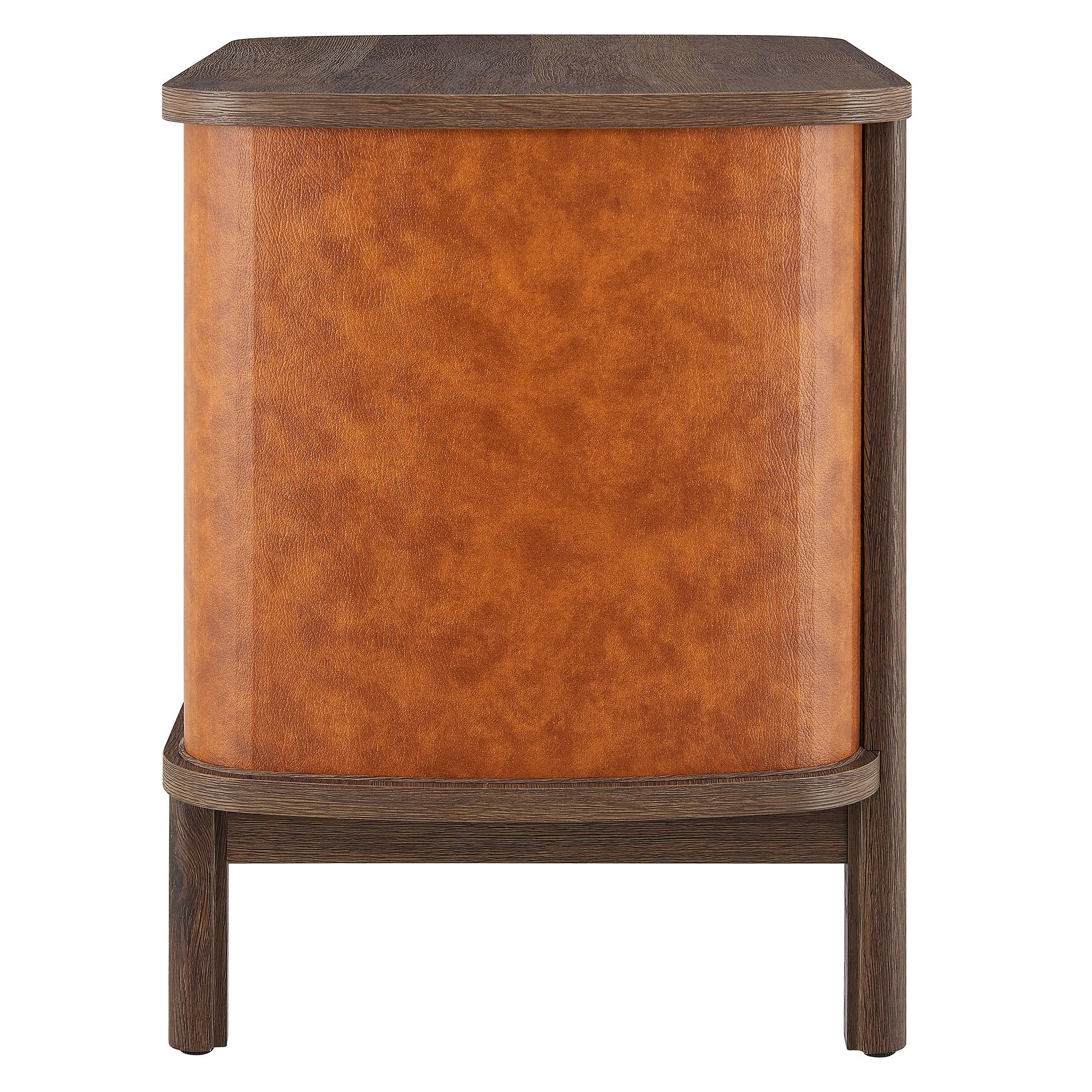 Coralie 2-Drawer Curved Vegan Leather Nightstand - Best Buy Furniture