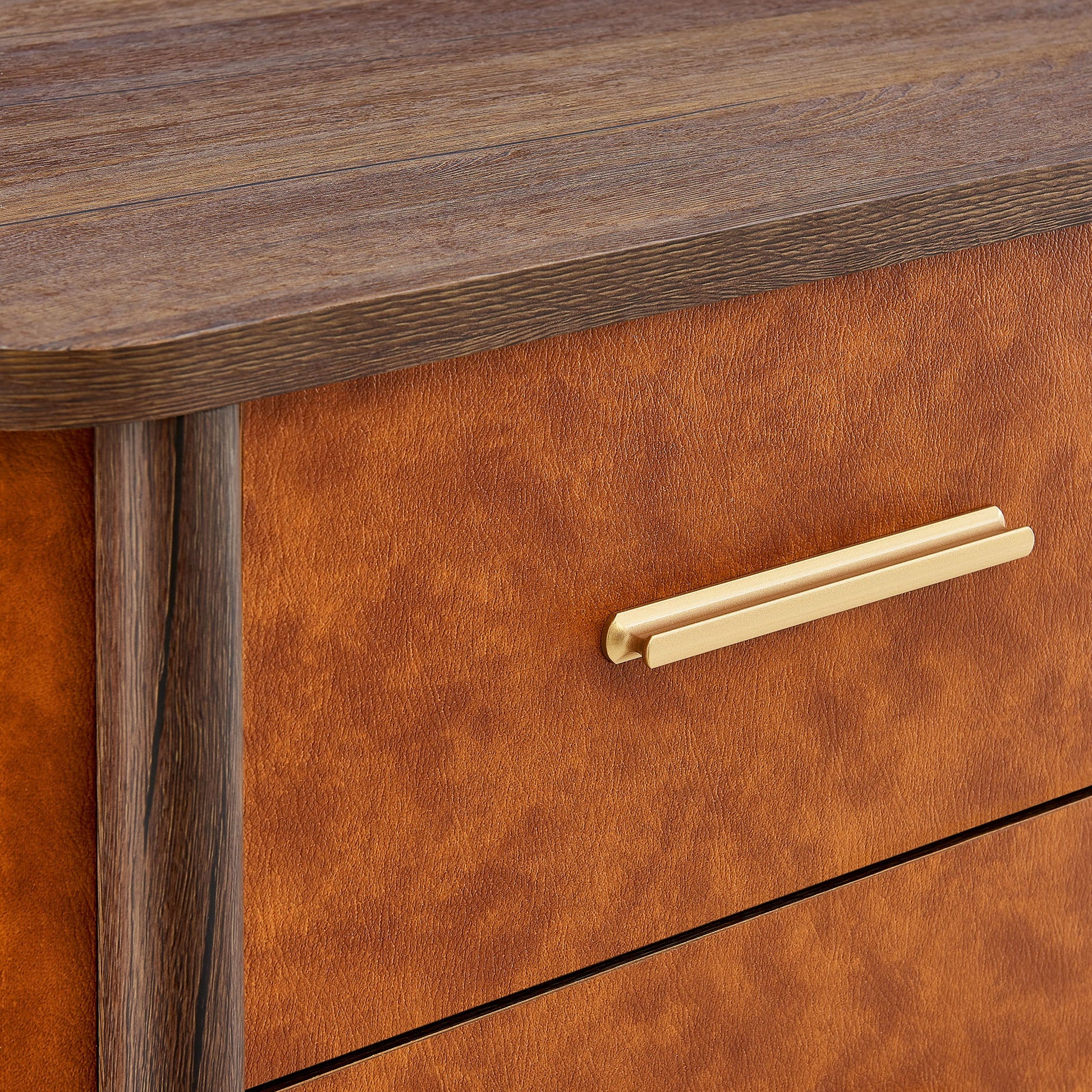 Coralie 2-Drawer Curved Vegan Leather Nightstand - Best Buy Furniture