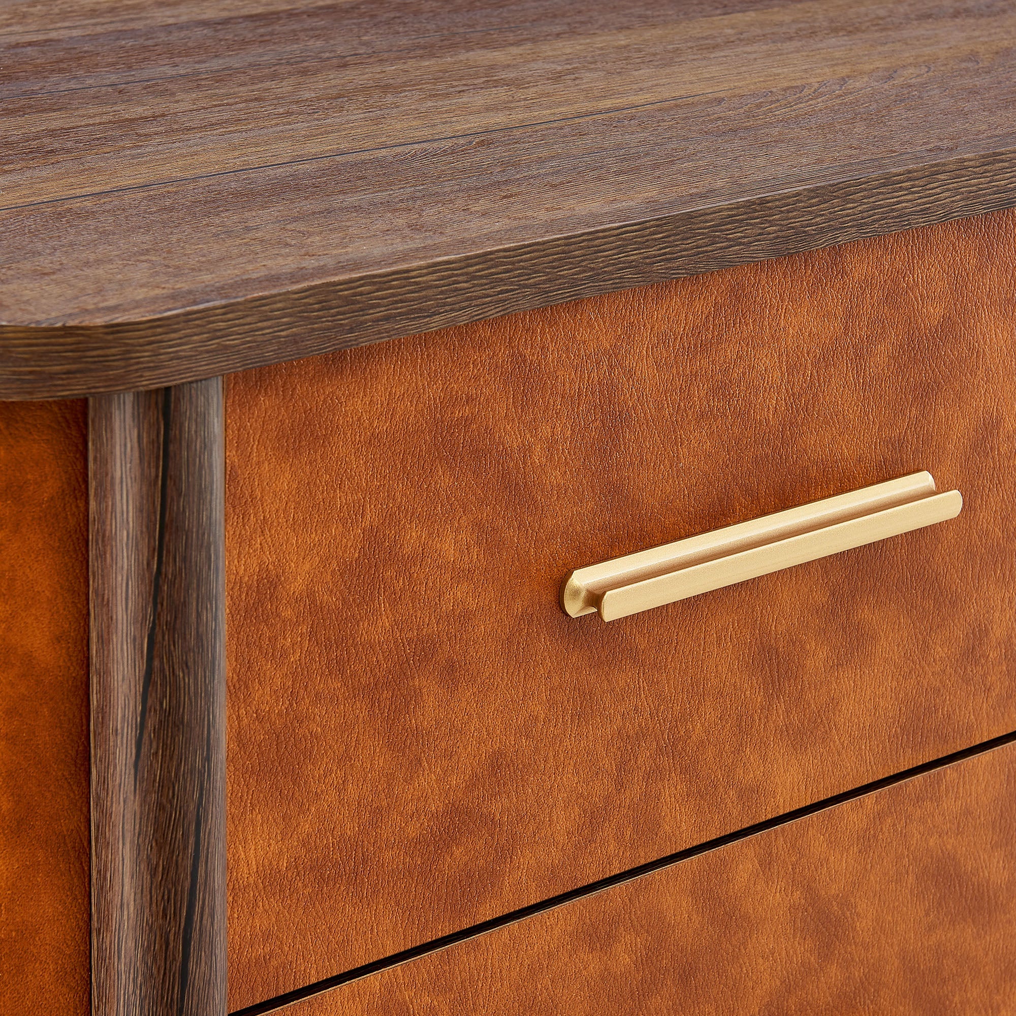 Coralie 2-Drawer Curved Vegan Leather Nightstand - Best Buy Furniture