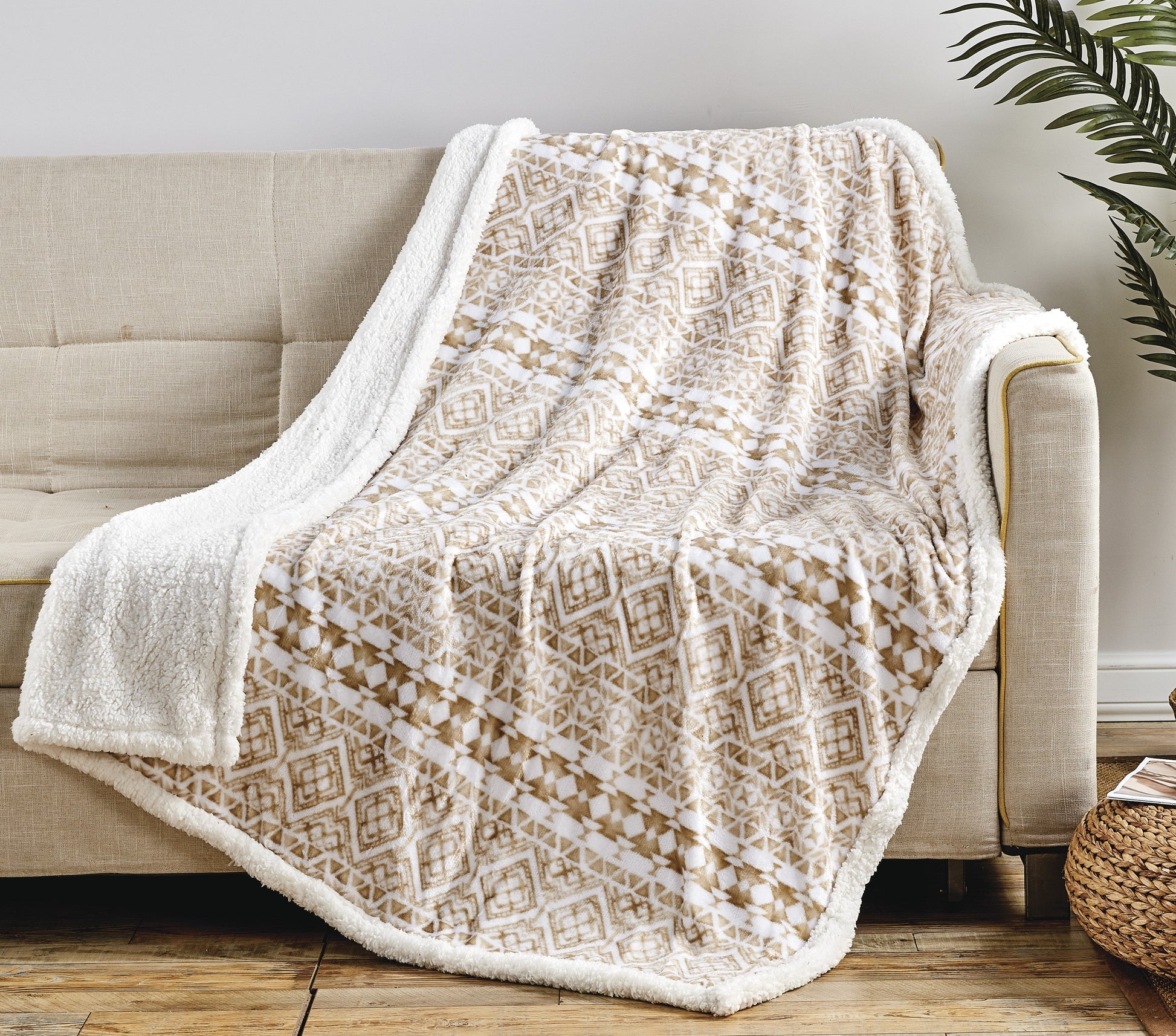 Faith, Hope, Love Home Decor Microplush Blanket Beige Aztec - Best Buy Furniture