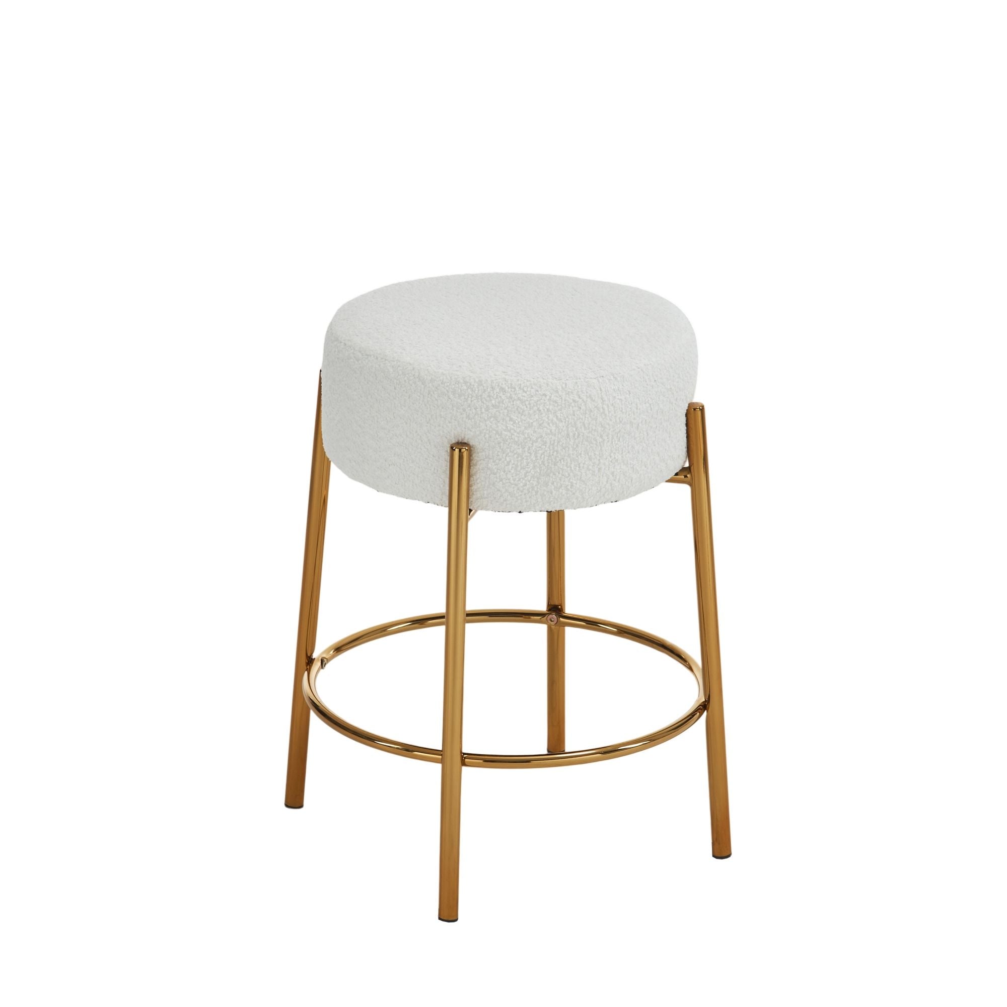 Round Bar Stools (Set of 2), Contemporary Upholstered Dining Stools For Kitchens, Coffee Shops And Bar Stores - Gold Legs - Best Buy Furniture